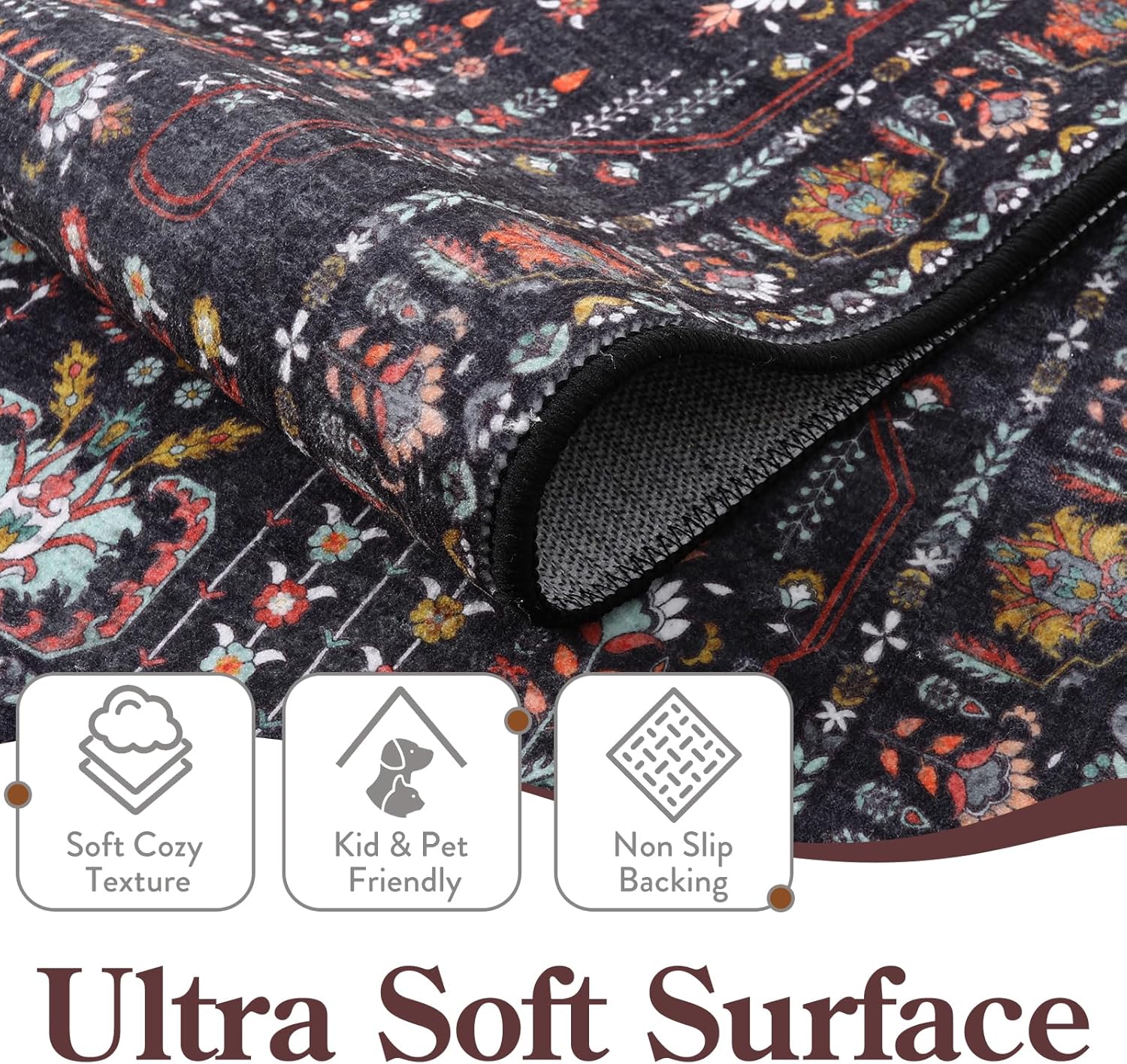 Moynesa Boho Black Rug Runners for Hallways