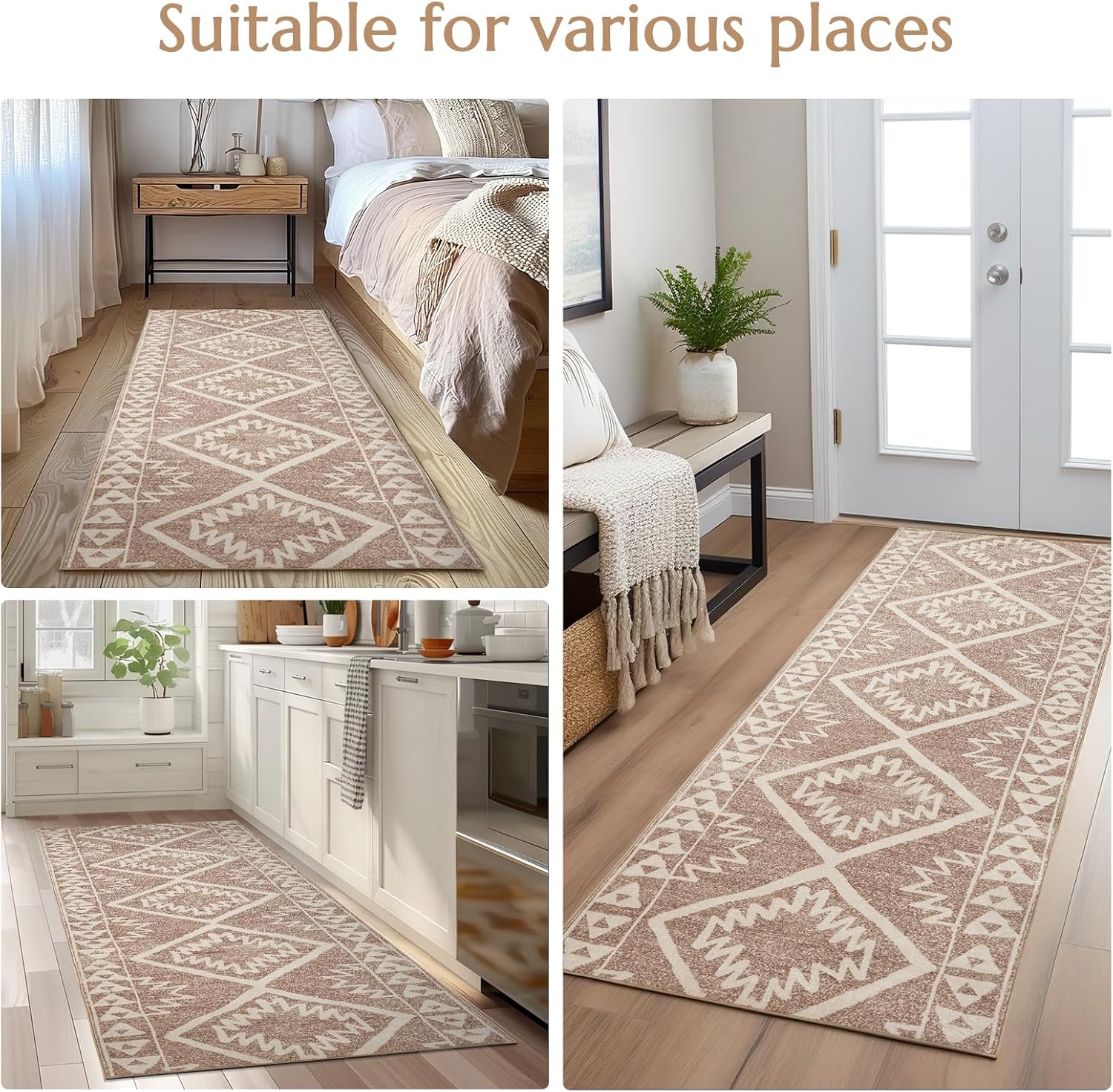 Boho Kitchen Runner Rug 2x10 Morroccan Trellis Design