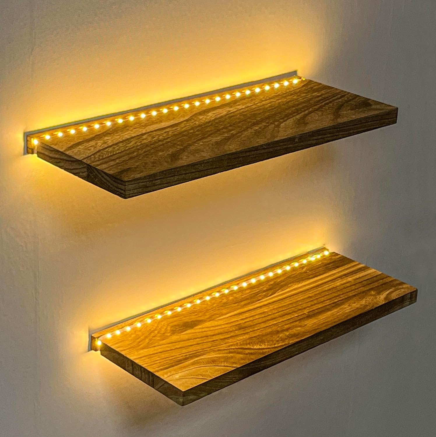 Comtelek Floating Shelves with LED Lights Set of 2