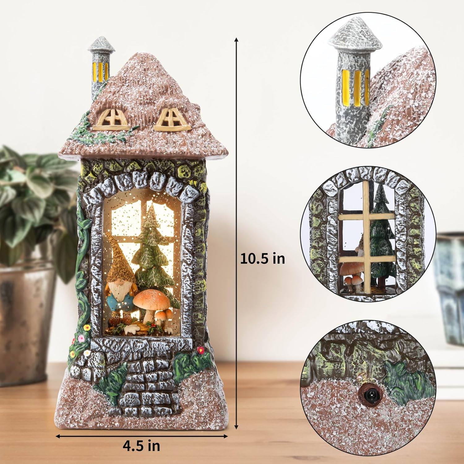 Spring Gnomes Snow Globe Decor with Timer