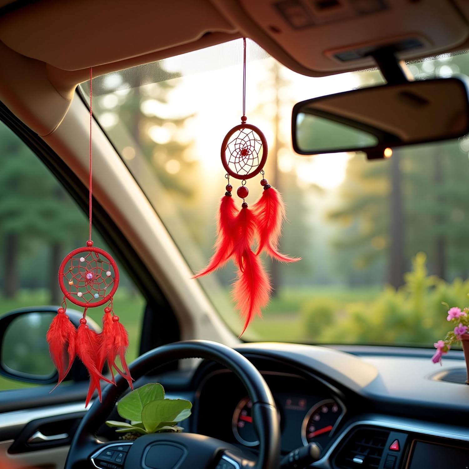 Red Small Dream Catcher Wall Hanging Ornament