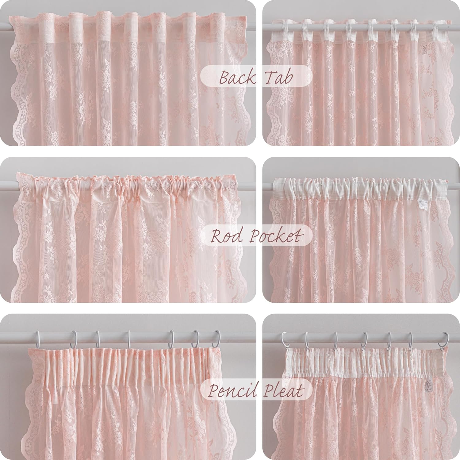MEETSKY Pink Sheer Curtains 50x84 2 Panels