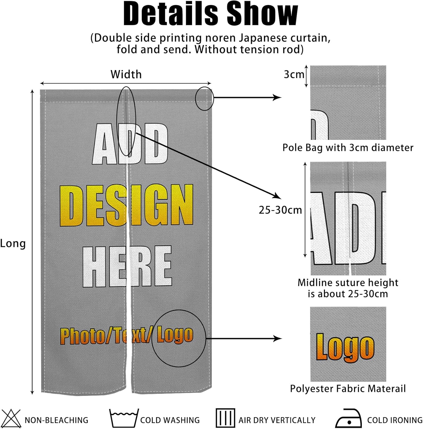 Customizable Japanese Double Sided Noren Door Curtain Panel