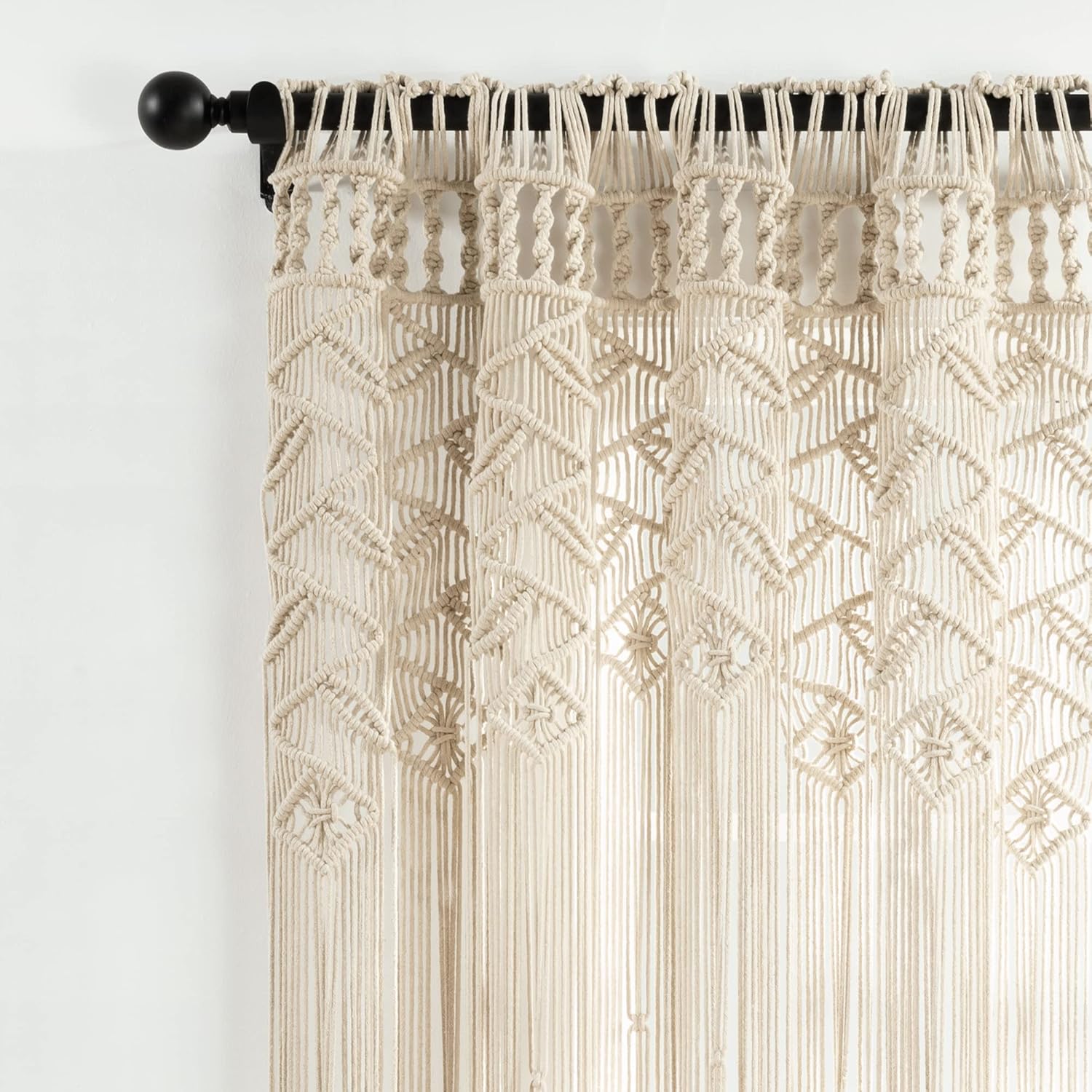 Lush Decor Boho Macrame Leaf Cotton Curtain 84 x 50