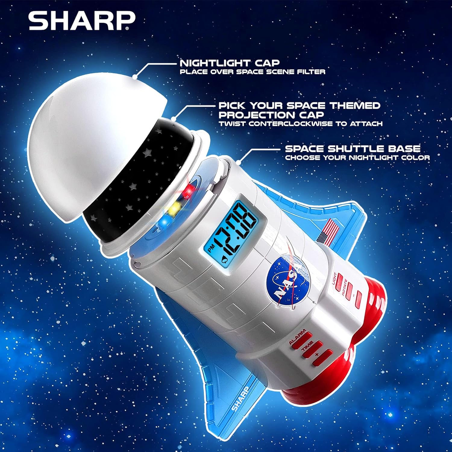 Sharp NASA Space Shuttle Alarm Clock with Night Light