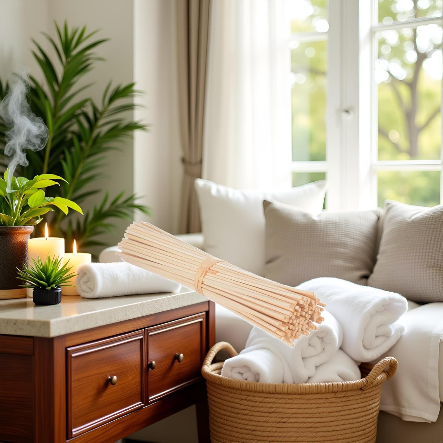 30 Pcs Natural Rattan Reed Diffuser Sticks for Home Fragrance