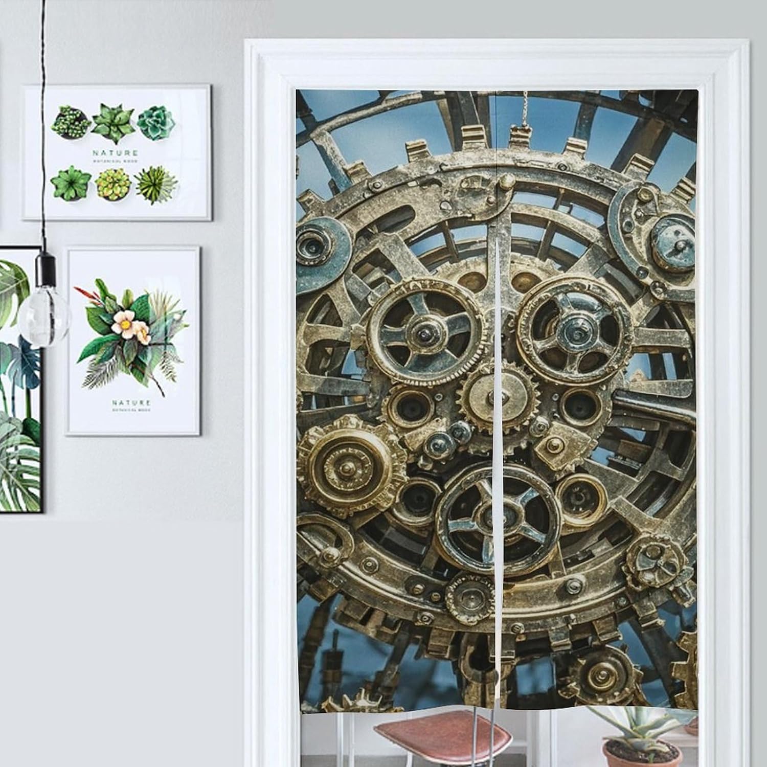 Cool Steampunk Gears Door Cover Curtain 57x17 Inches