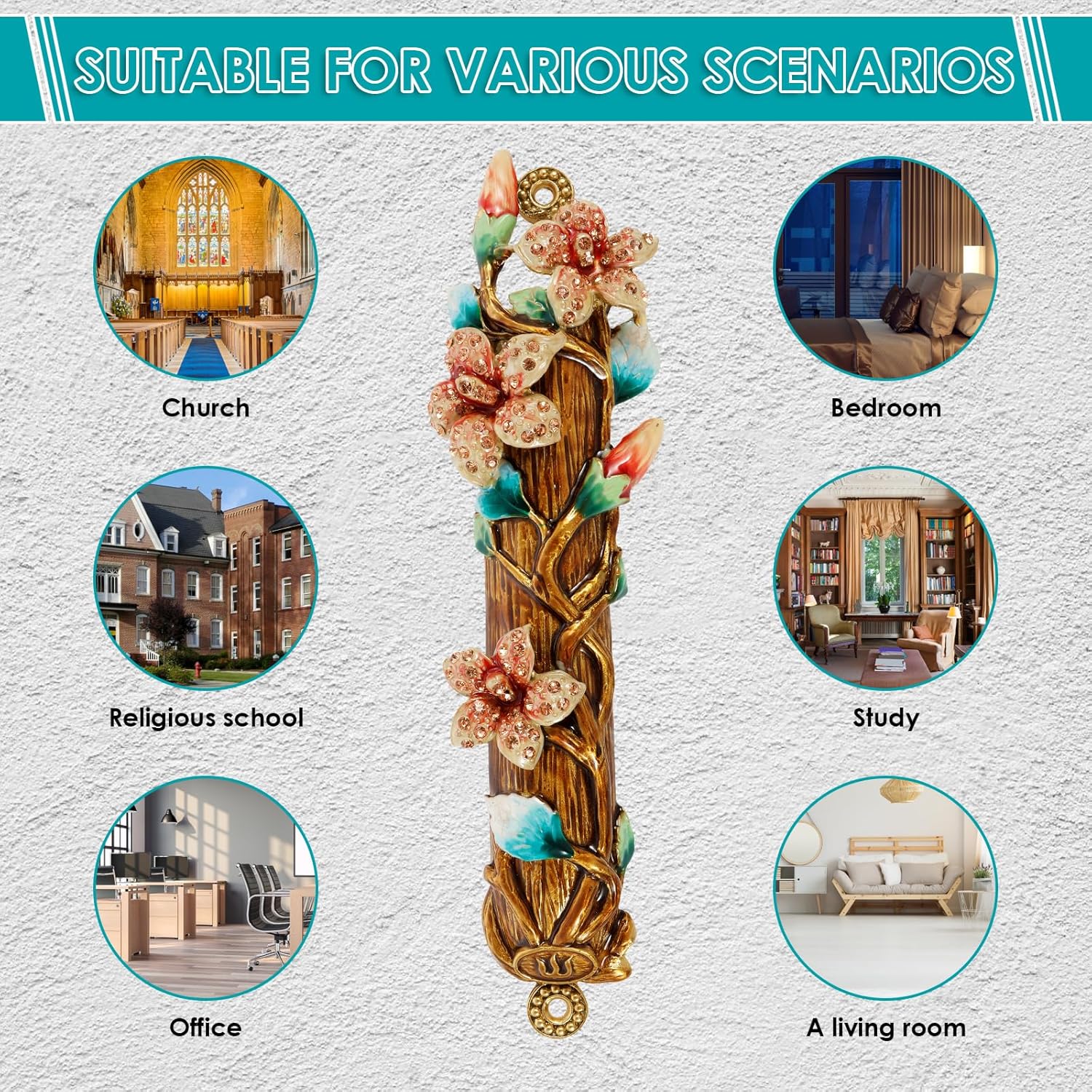 Hand-Painted Elegance Mezuzah 945 Inches Metal Design for Home and Parties