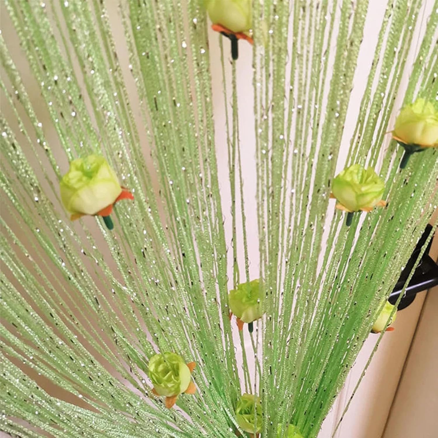 Thread Door Curtain with Rose Beads and Tassels