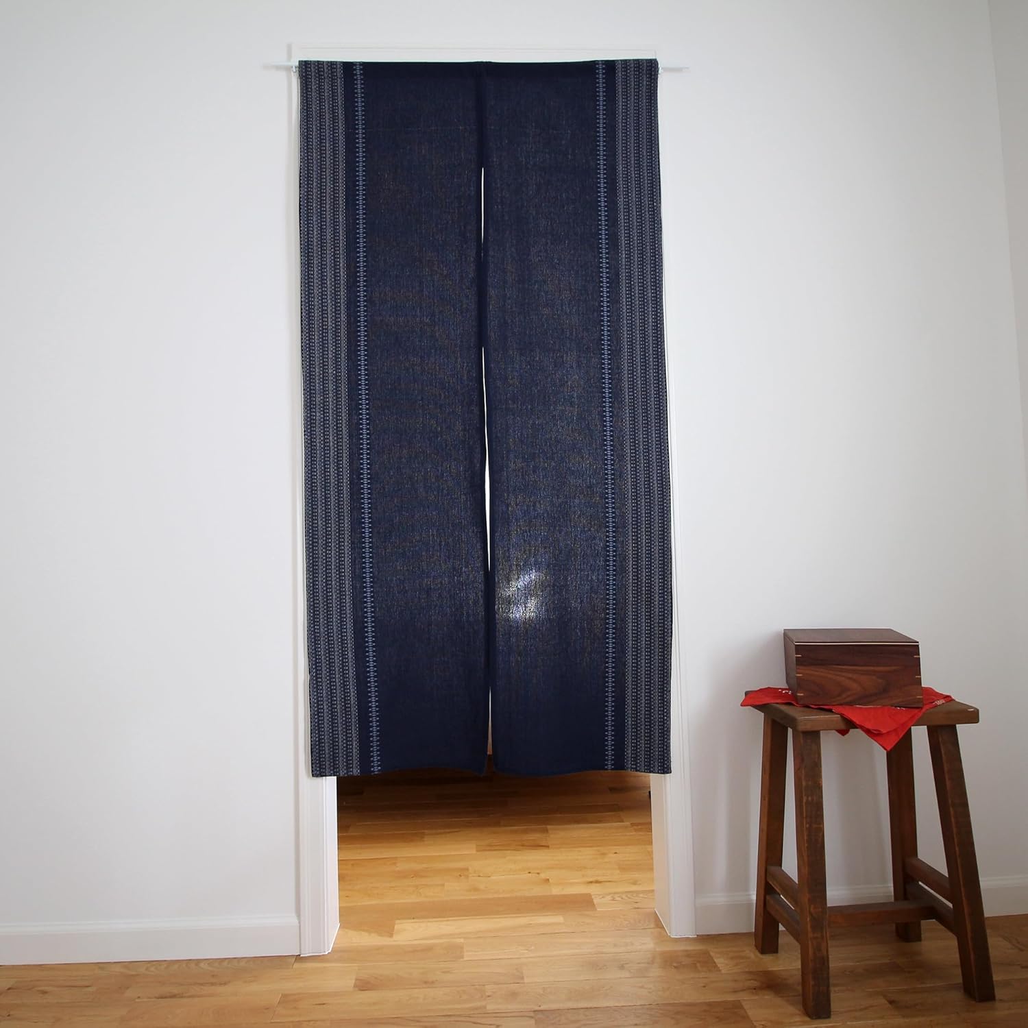 Dark Navy Doorway Curtain with Dobby Weaving