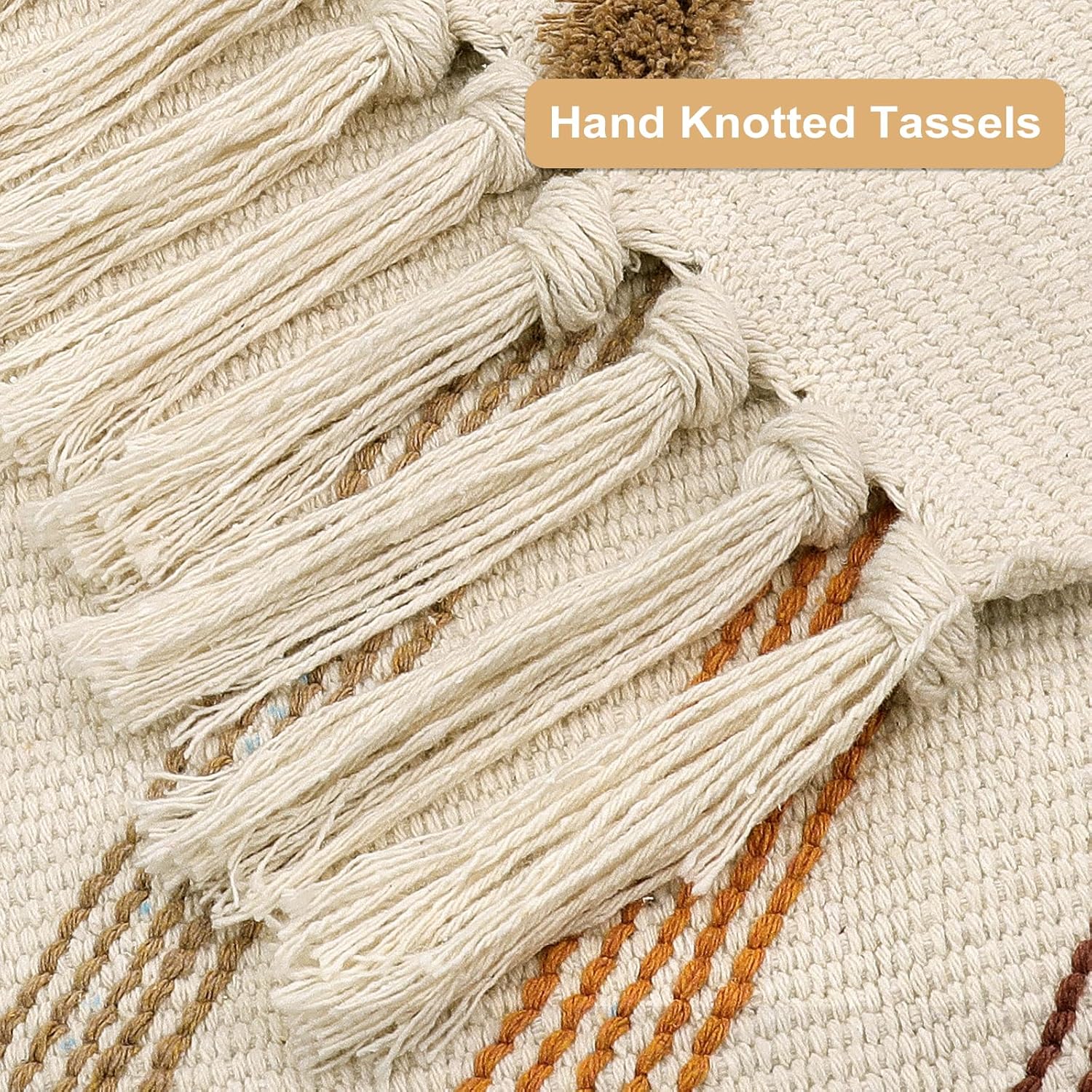 Uphome Boho Runner Rug 2x8 Soft Cotton with Tassels