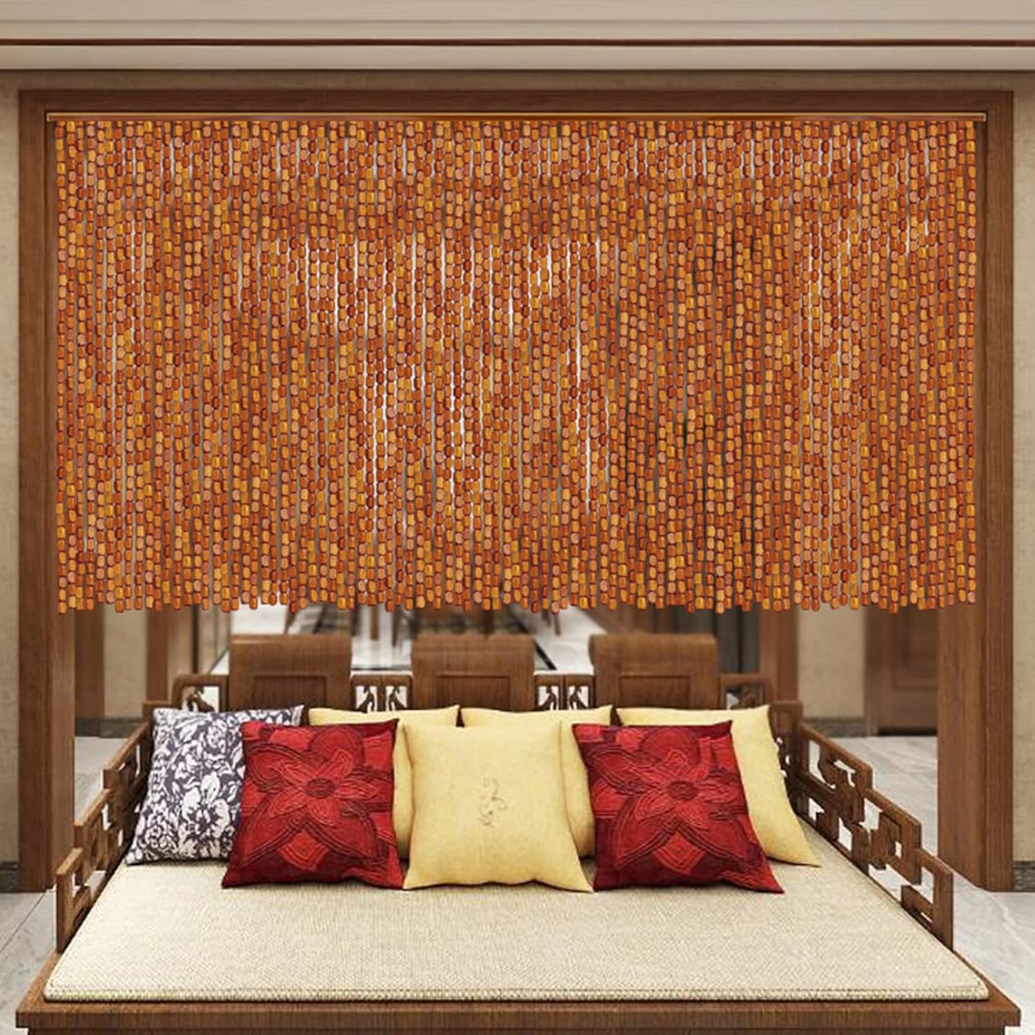 Natural Bamboo Beaded Curtain for Door and Window