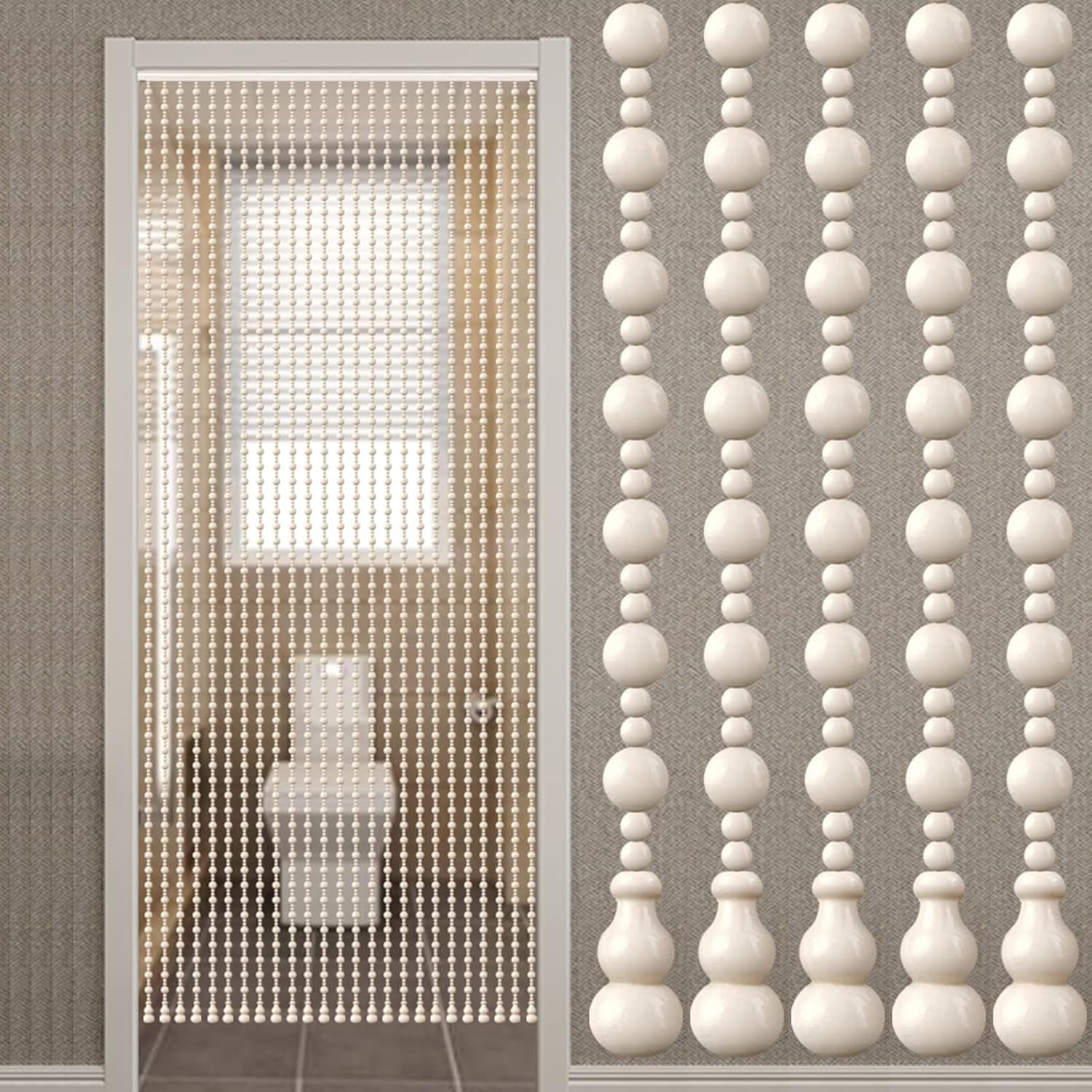 KDDEON Natural Wood Bead Curtain for Doorway Room Divider
