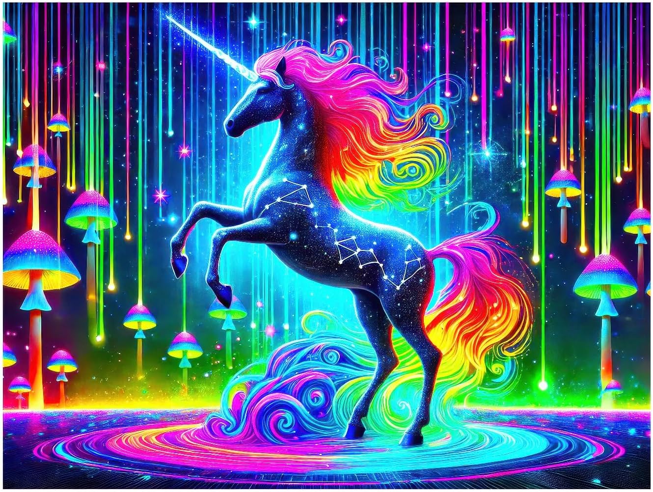 BlissYard UV Reactive Unicorn Wall Tapestry