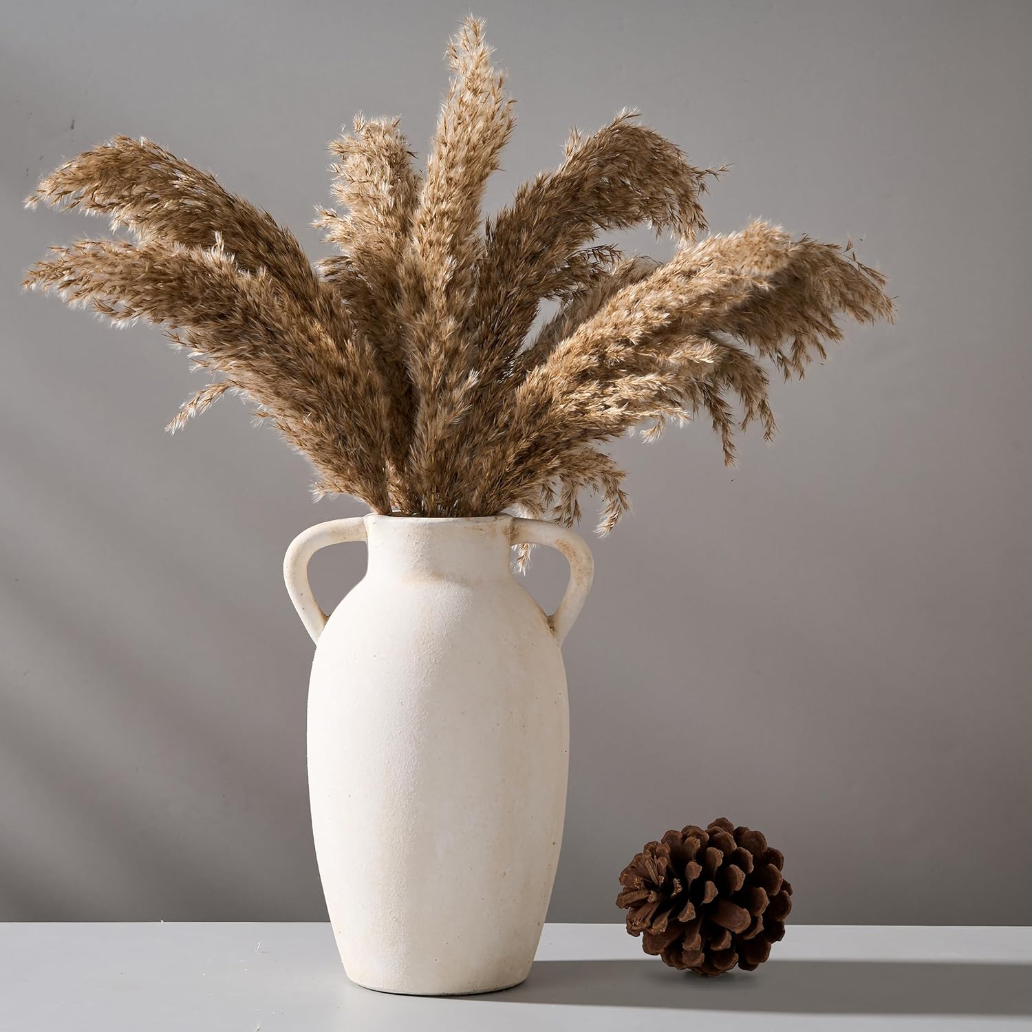 PORCER 984 Inch Ceramic Vase with Handles Boho Decor