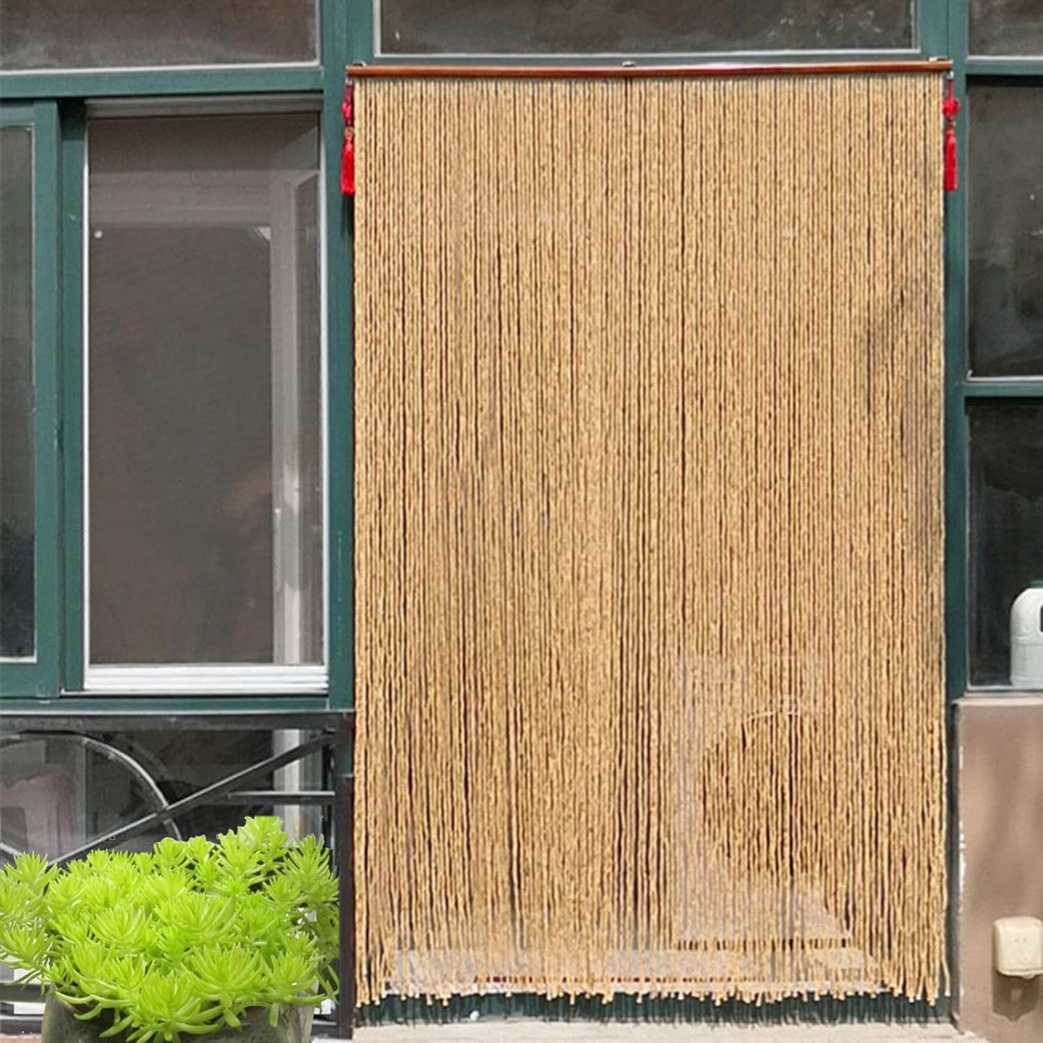 Wood Beaded Curtain for Doorway and Room Divider