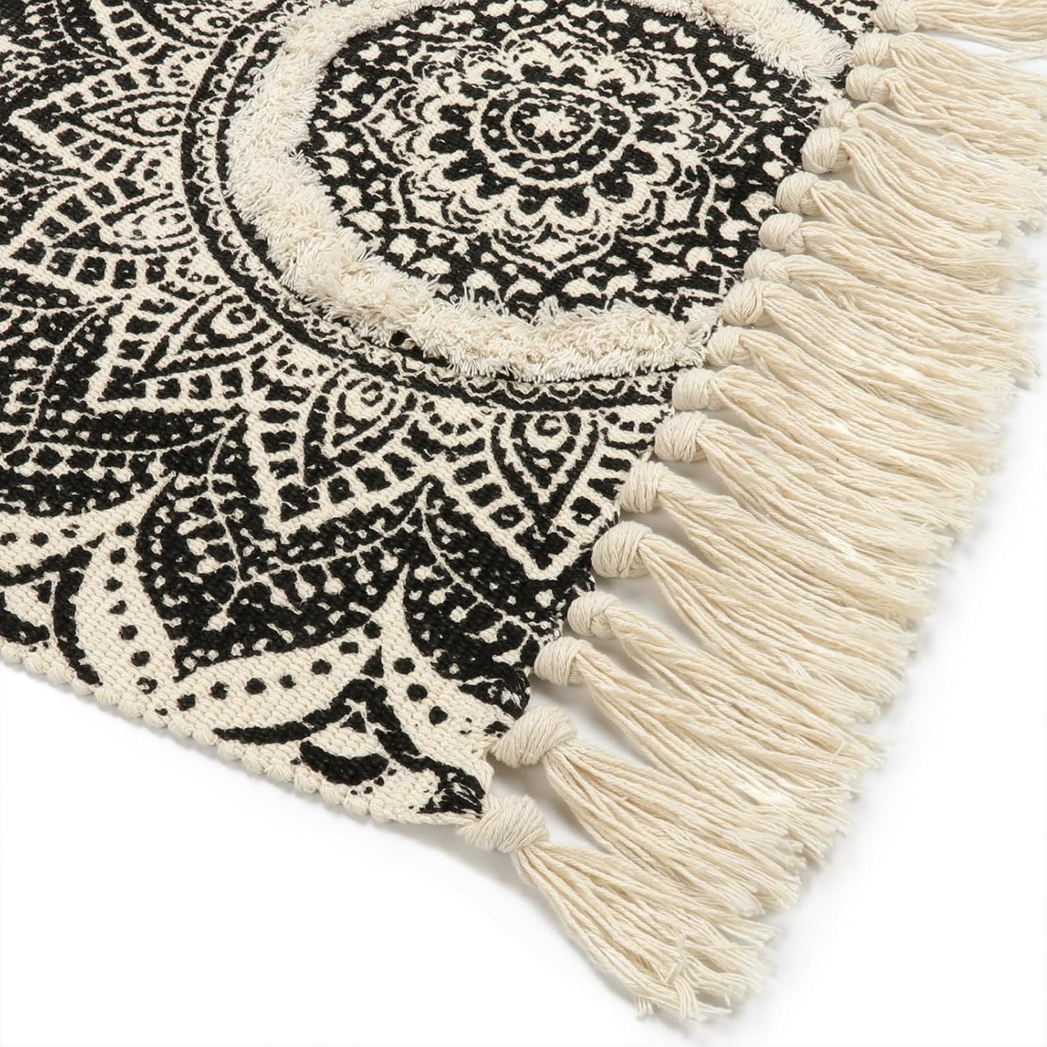 Seavish Boho Runner Rug 2x6 Mandala Pattern Tassels