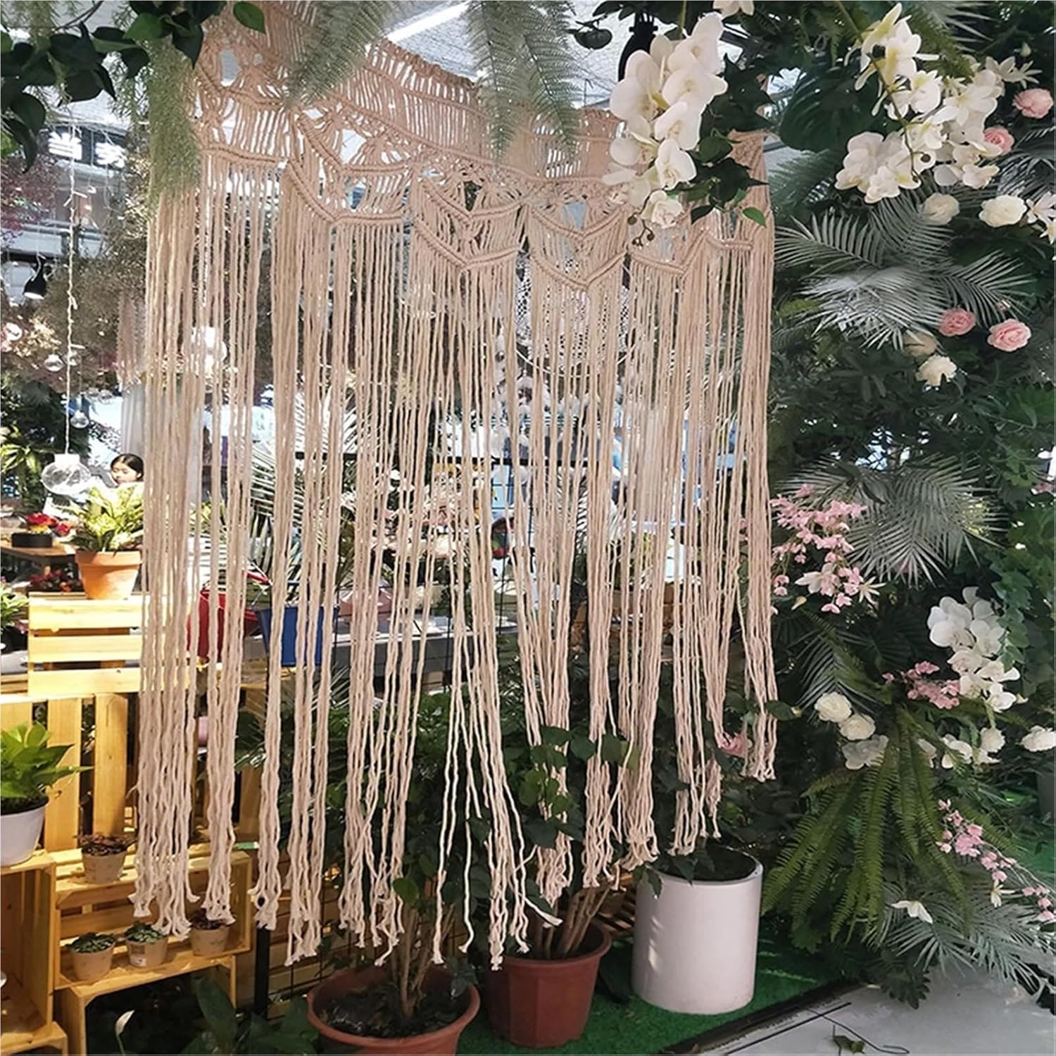 Beige Tassel String Curtains for Home Decor