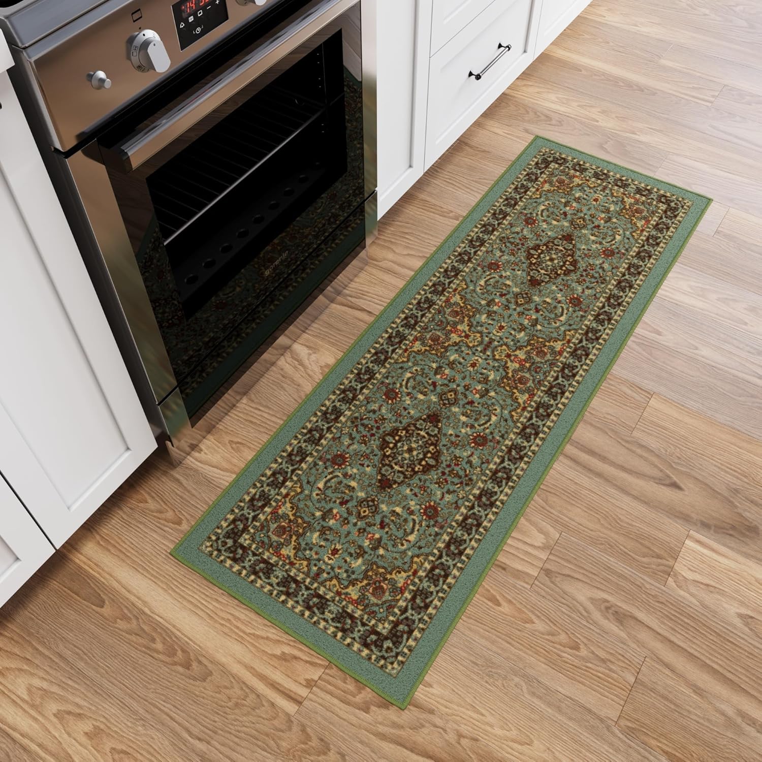 Ottomanson Hallway Runner Rug 20x59 Non Slip Seafoam Green