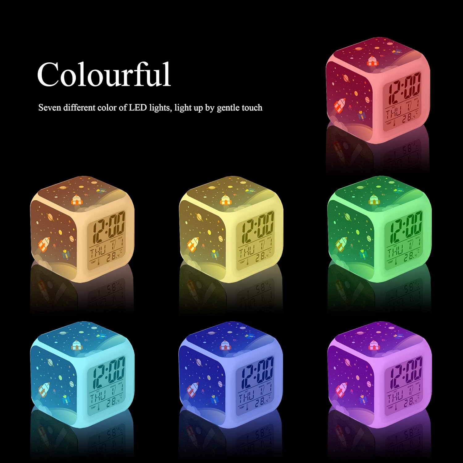 LED Alarm Clock with Glowing Space Design