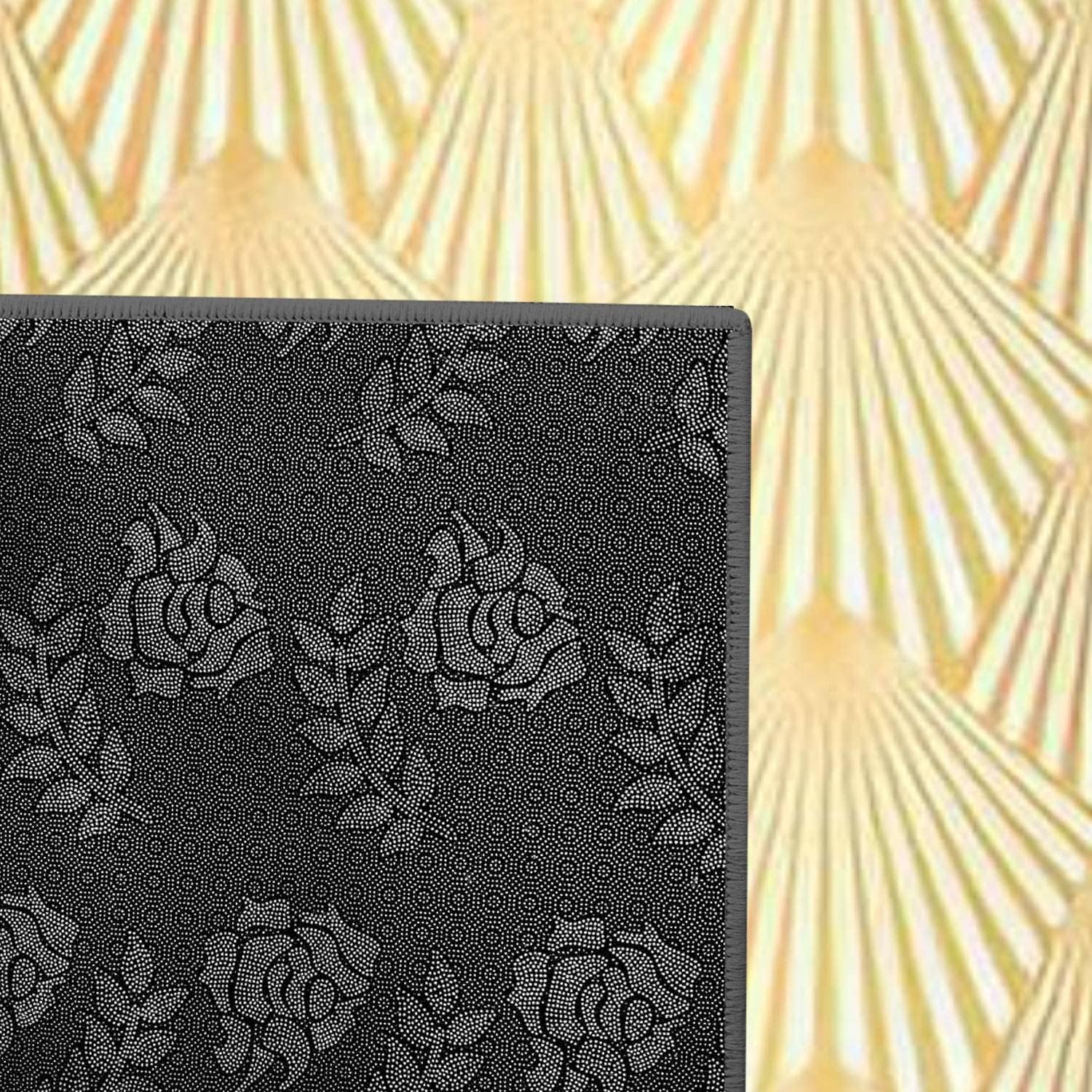 Modern 3D Art Deco Area Rug with Gold Shells and Scales
