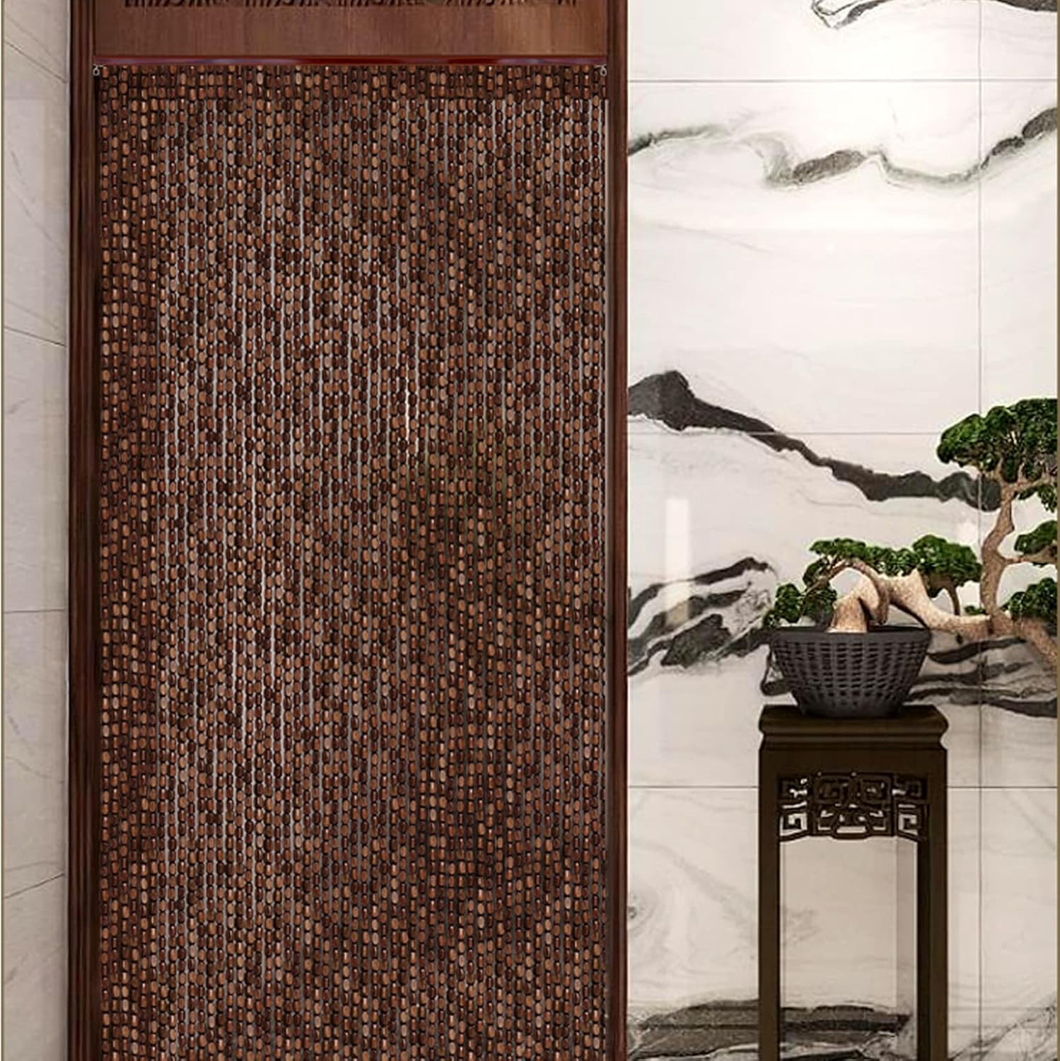 Wood Beaded Curtains for Doorway and Room Division