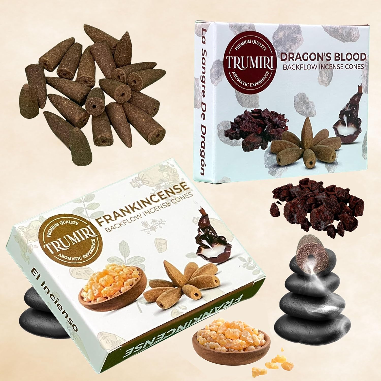 TRUMIRI Backflow Incense Cones - 20 Pack Waterfall