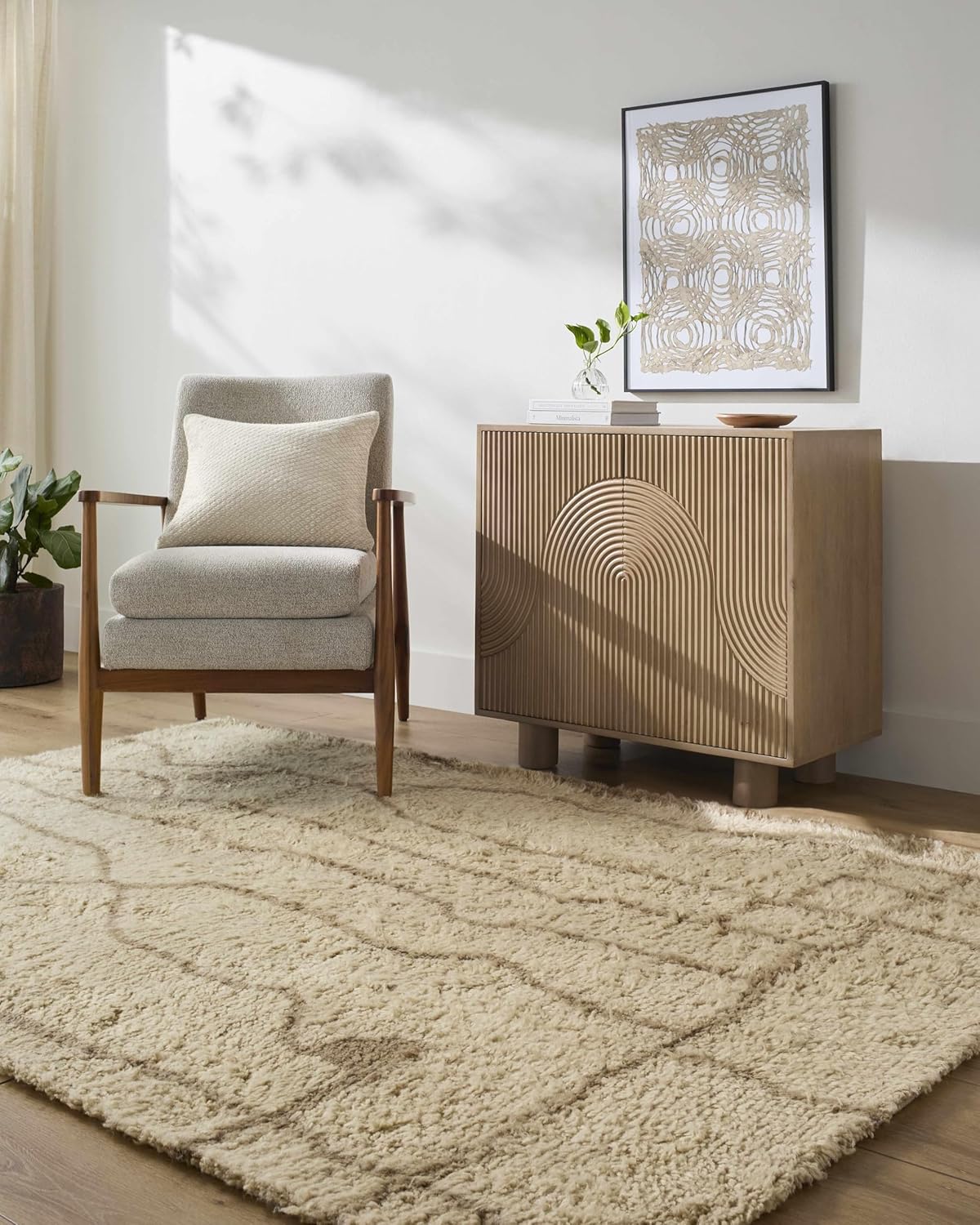 Chesna Bohemian Transitional Runner Rug - Beige Taupe Sandstone 26 x 8