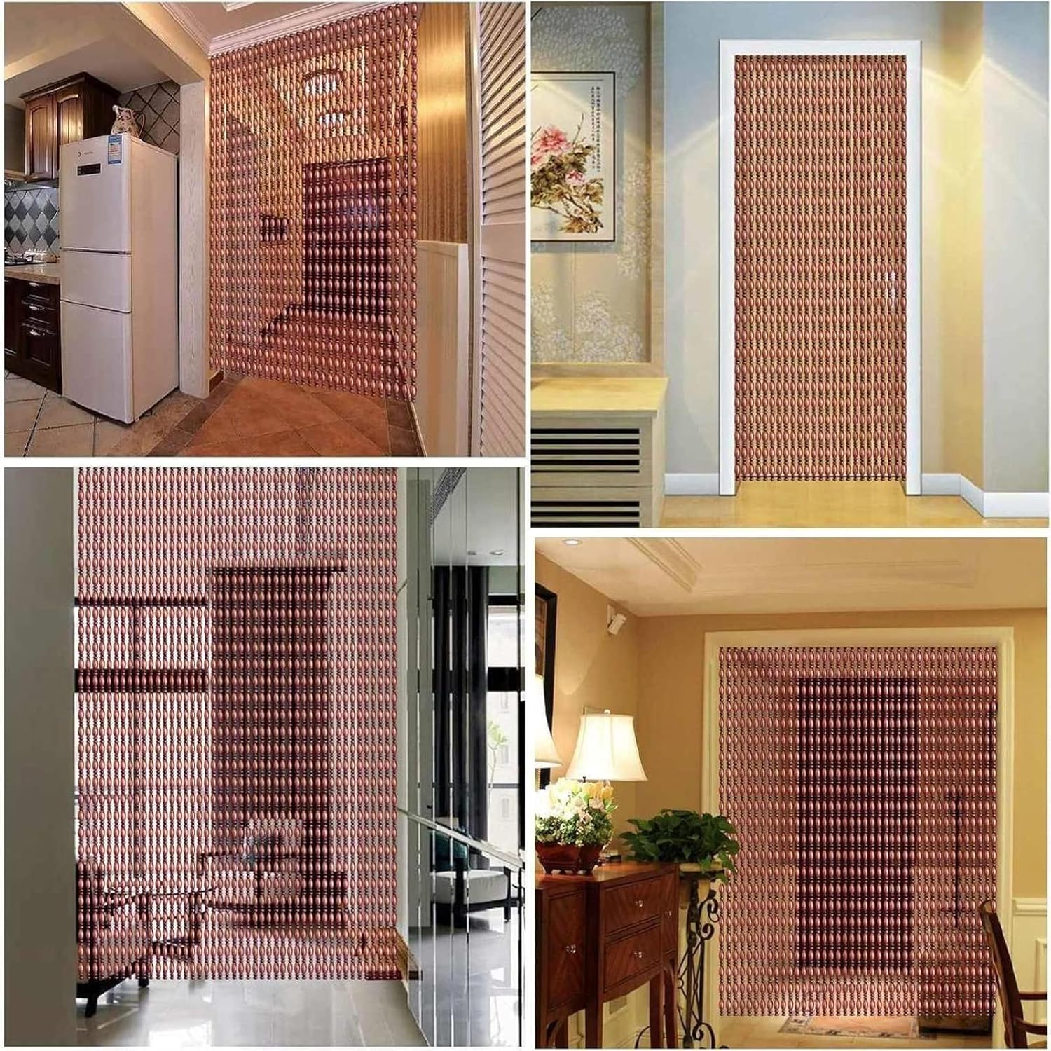 Handmade Wooden Beaded Curtain for Doors and Entryways