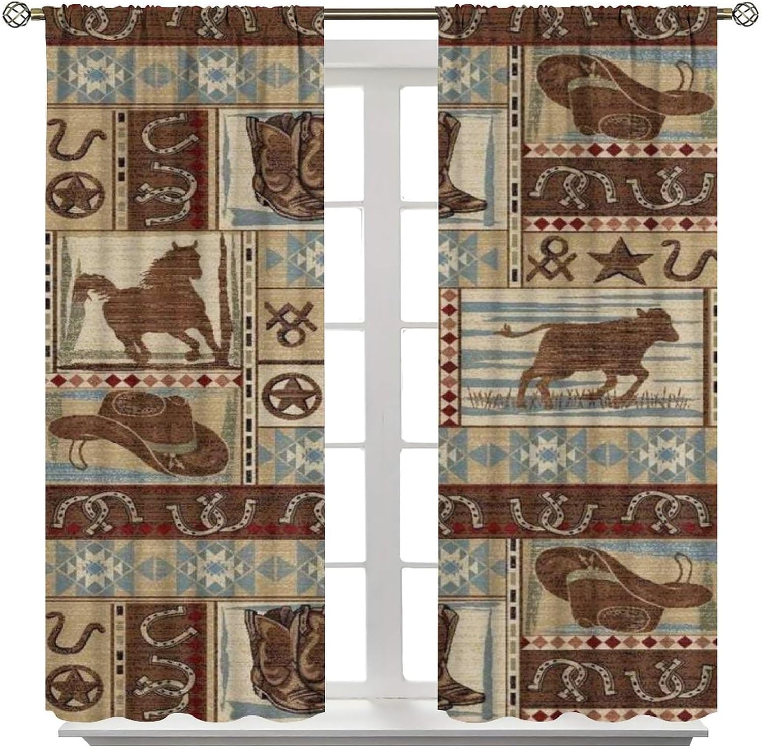 Rustic Bear Curtains 2 Panel Set 42x45 Inch