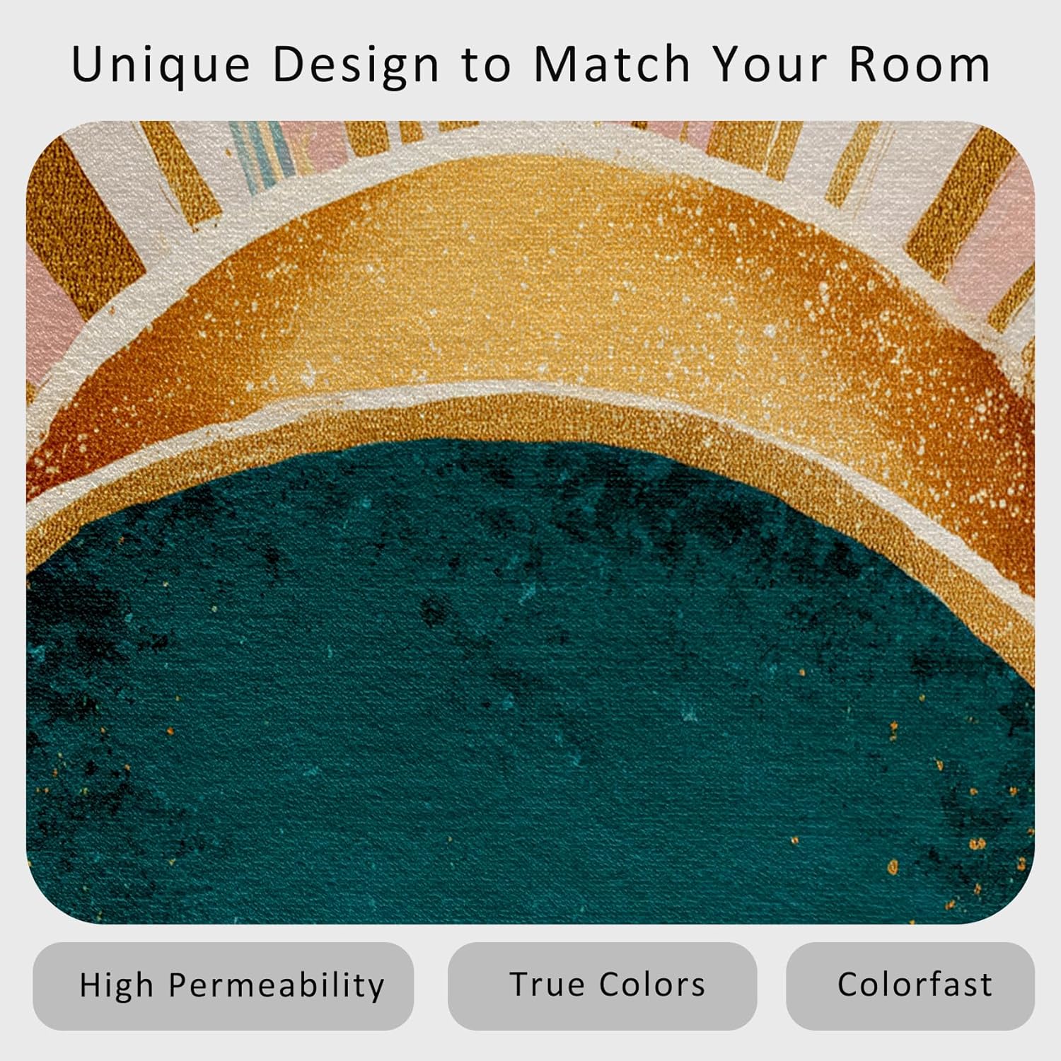 Colorful Sunrise Runner Rug 4x8 Washable Non Slip