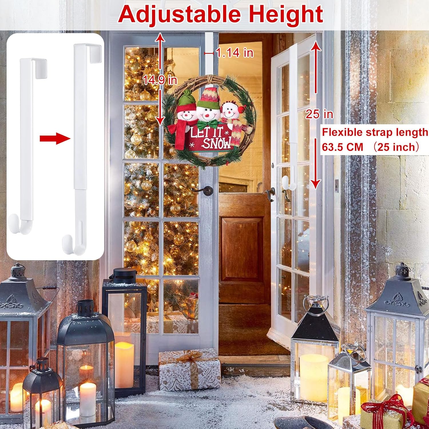 Adjustable Wreath Hanger for Front Door 20 lbs
