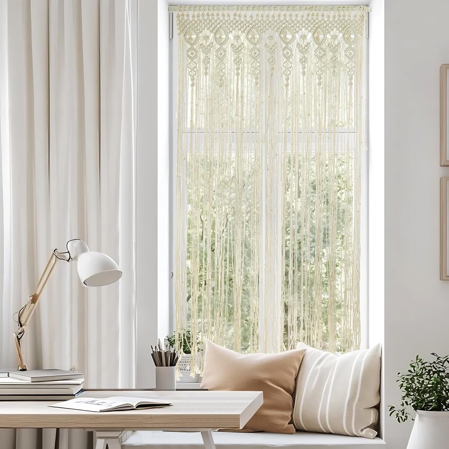 Macrame Bohemian Curtain 40x80 Inch for Windows Door