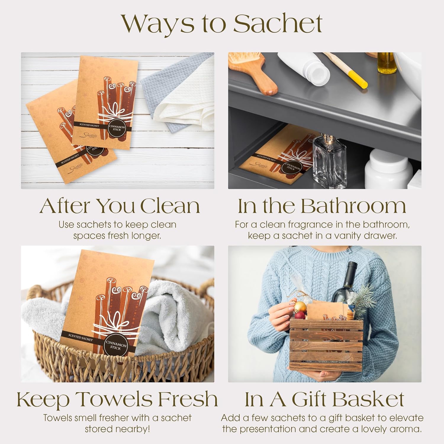 Simplicity Scents Cinnamon Stick Scented Sachets Pack of 6