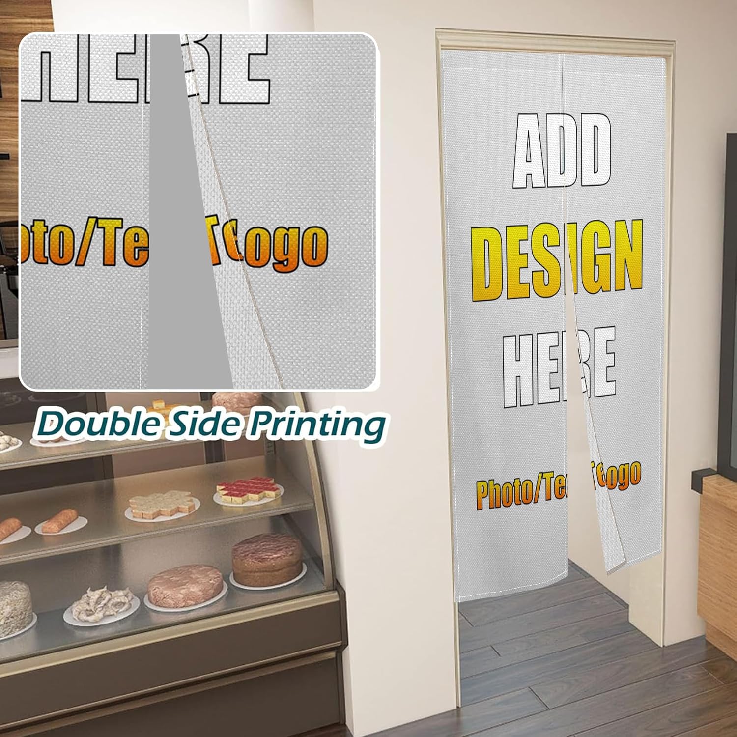 Custom Noren Curtain for Doorway with Double Sided Design