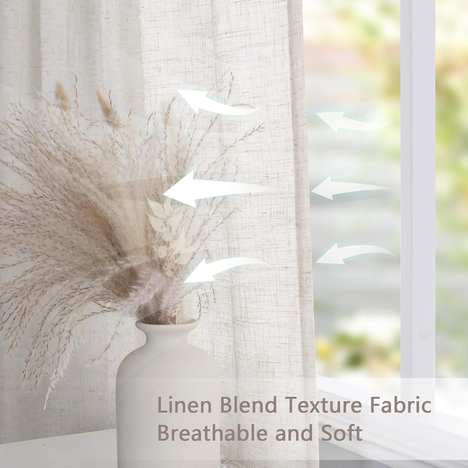 MYSKY HOME Linen Curtains 84 x 40 2 Panels Set