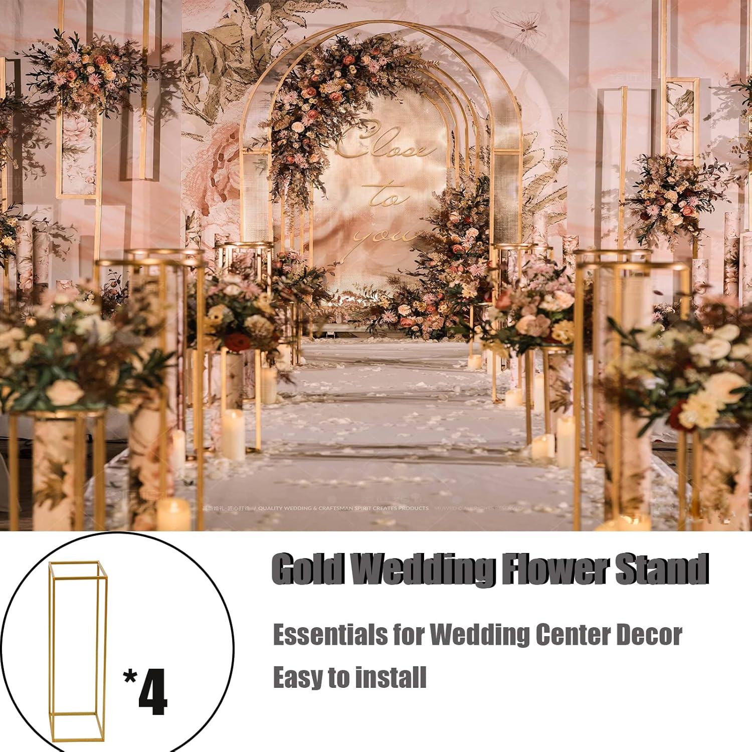 Gdrasuya10 4 Pcs Wedding Metal Vase Stand Pedestal