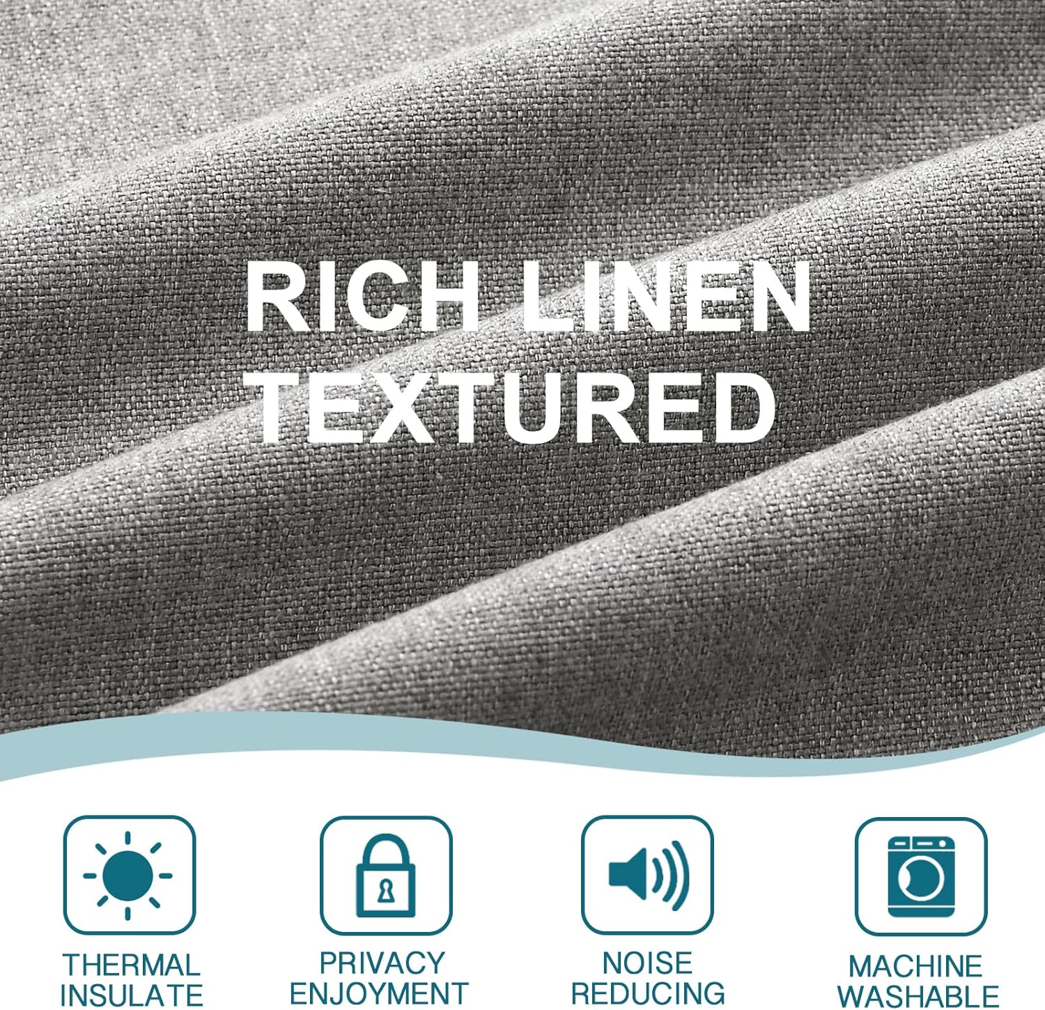 Turquoize Thick Linen Door Curtain with Tieback - Gray