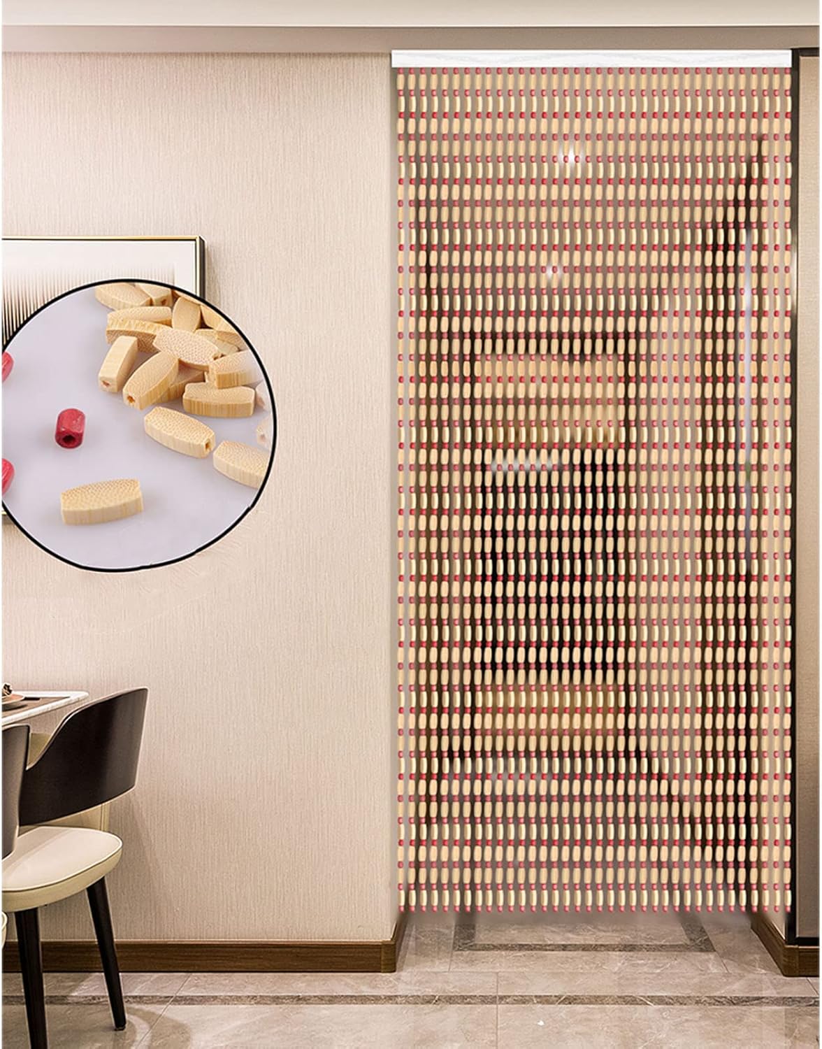 Wood Beaded Curtain for Doorway Bamboo Decor Divider