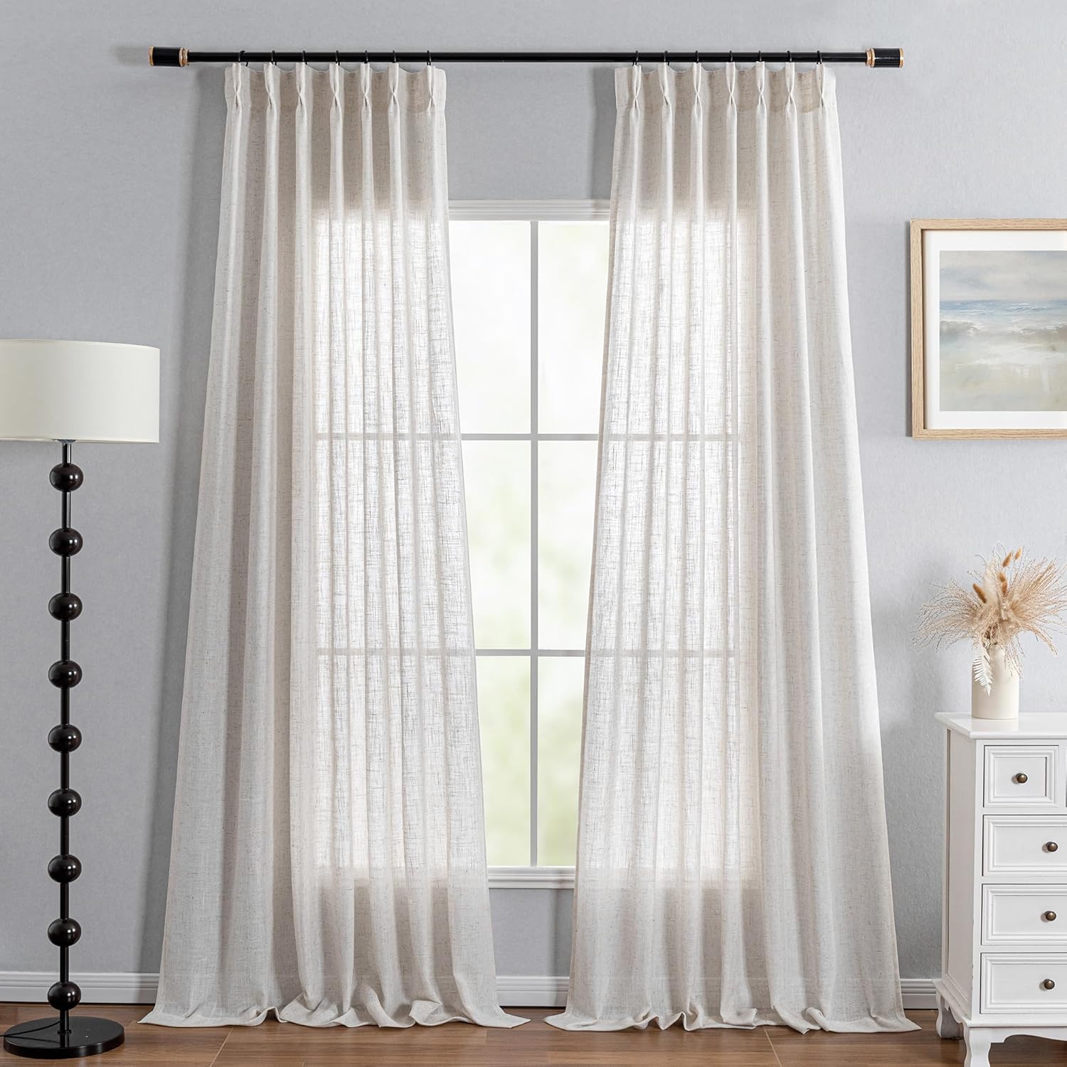MYSKY HOME Linen Curtains 84 x 40 2 Panels Set