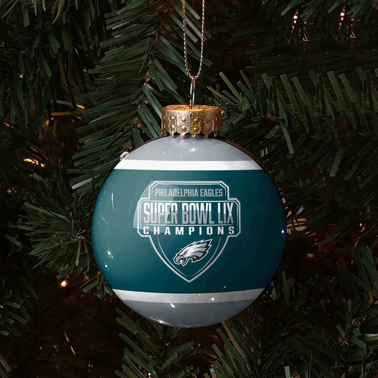 Philadelphia Eagles Super Bowl LIX Glass Ball Ornament