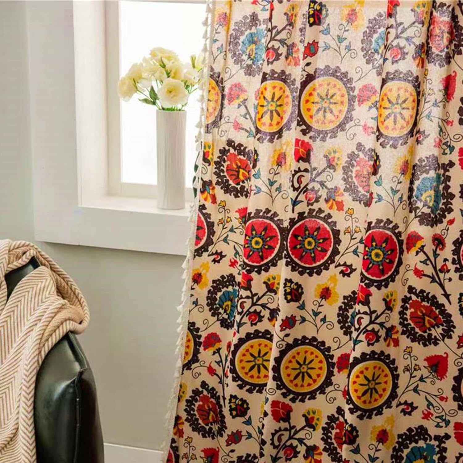 Deeprove Boho Curtain with Tassels 59 x 63