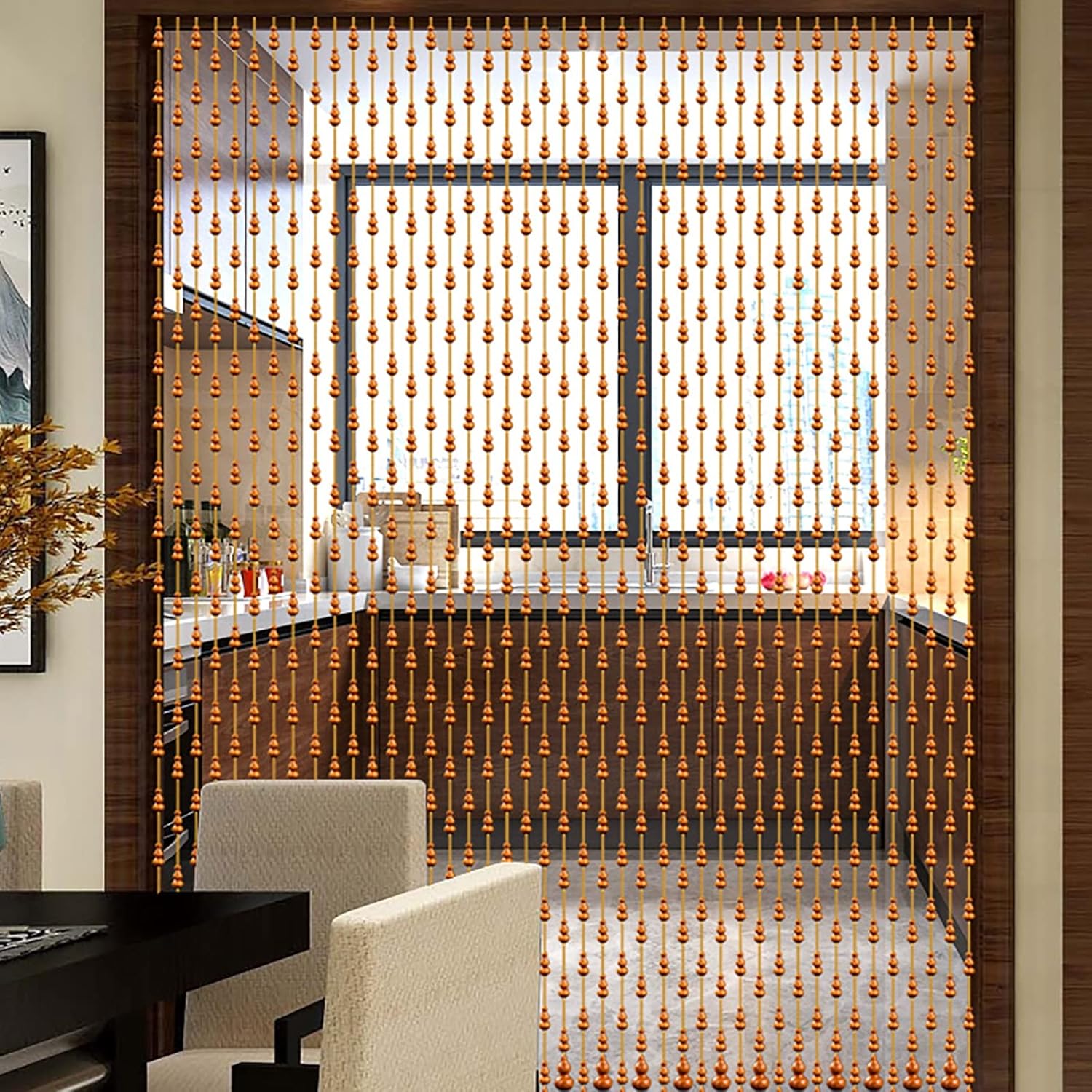 XOOFMASS Wood Beaded Curtain for Doorway Partition