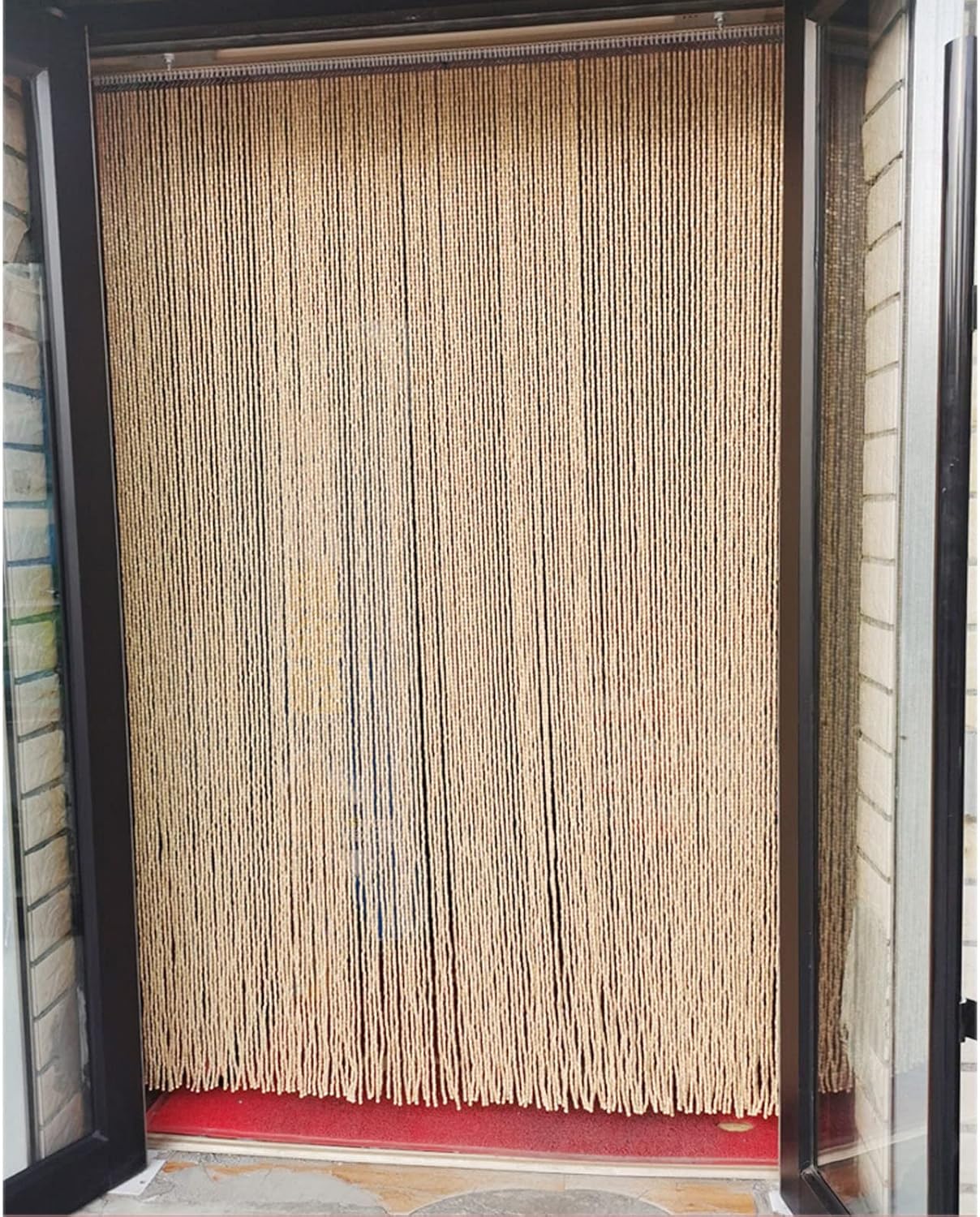 Wood Beaded Curtain for Doorway and Room Divider