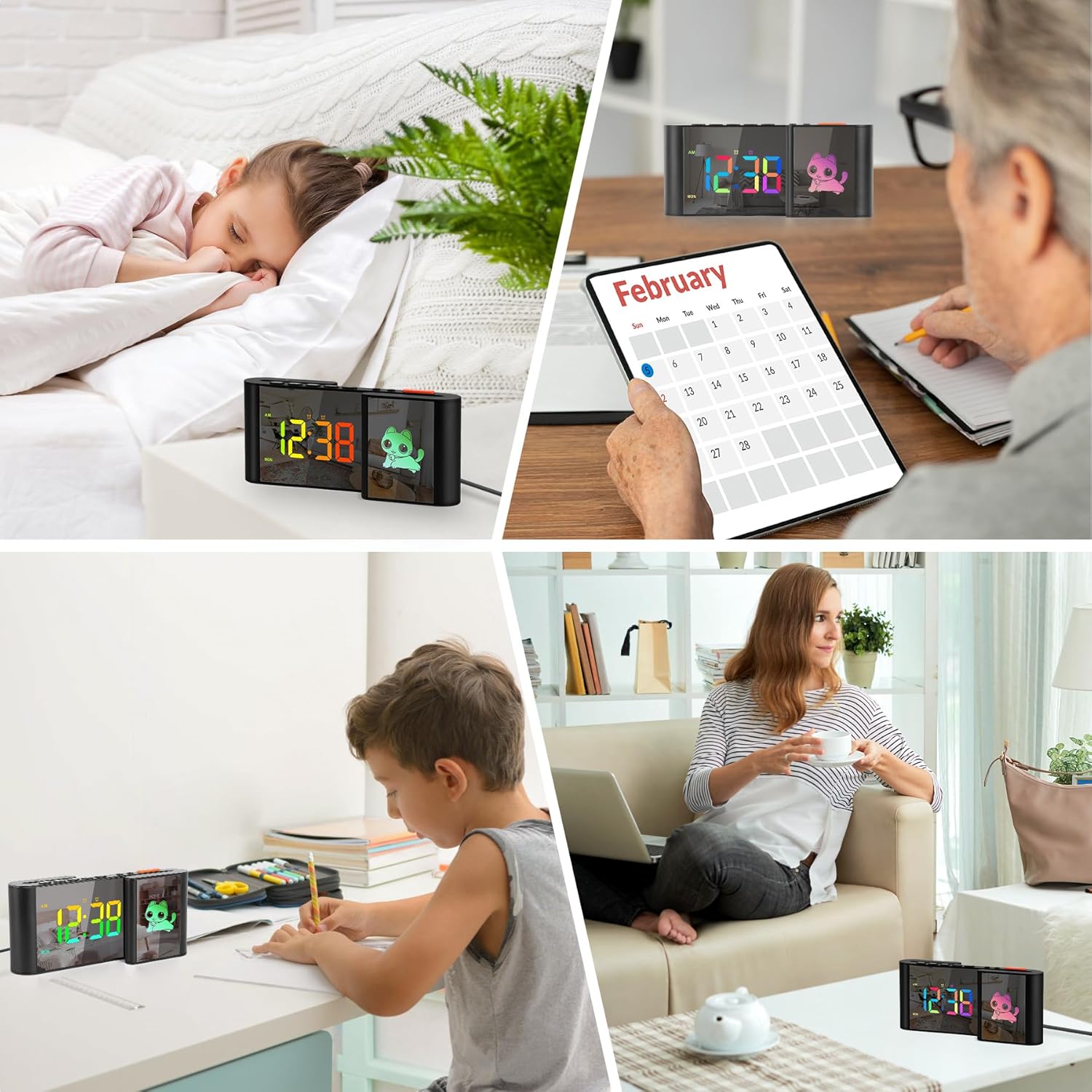 SZELAM Alarm Clock with RGB Light and Mirror