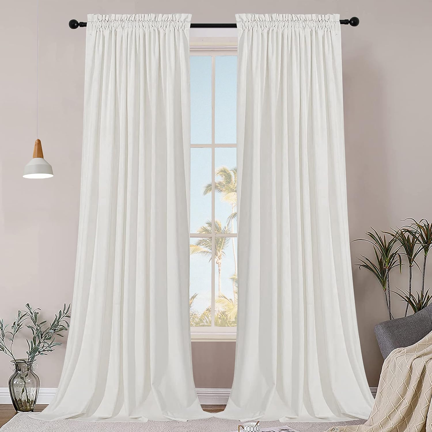 SMILETIME Velvet Curtains Set of 2 52x96 Inches Thermal Insulated Privacy Drapes