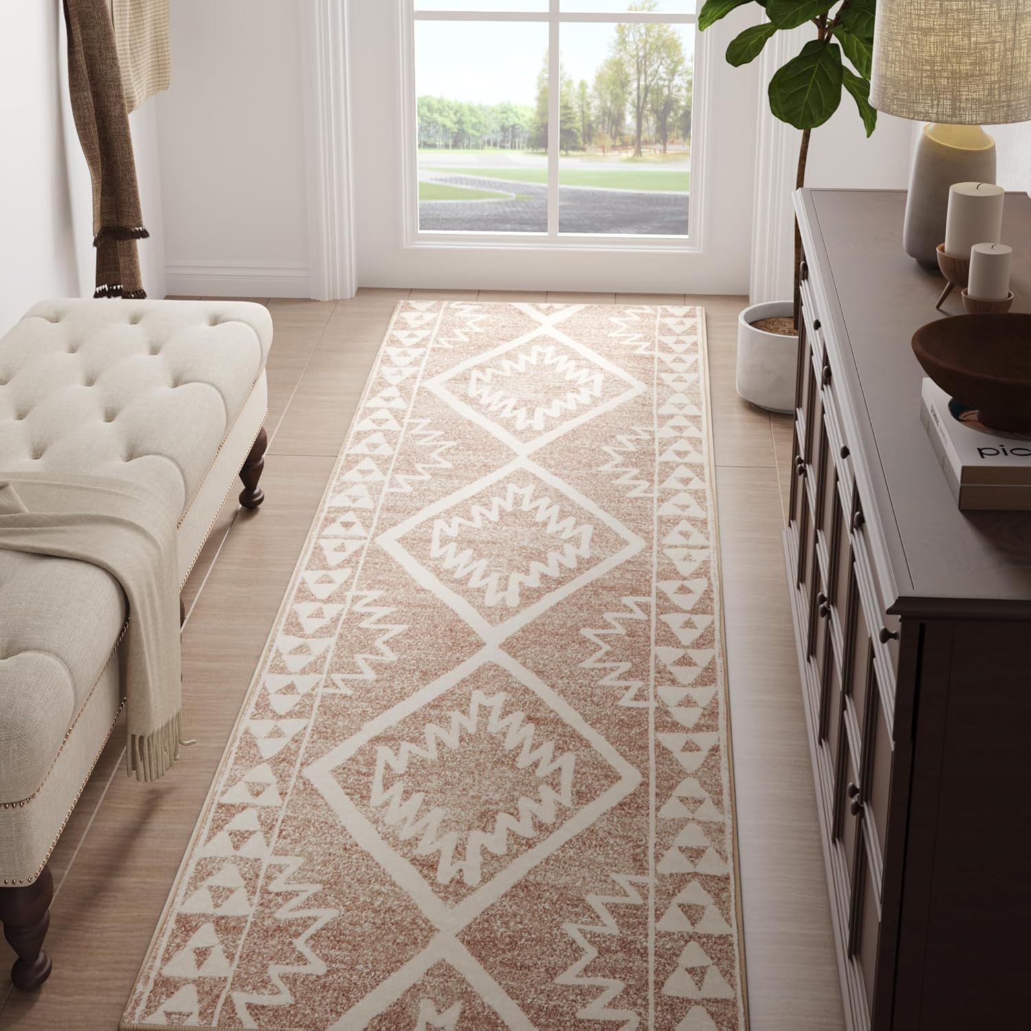 Boho Kitchen Runner Rug 2x10 Morroccan Trellis Design
