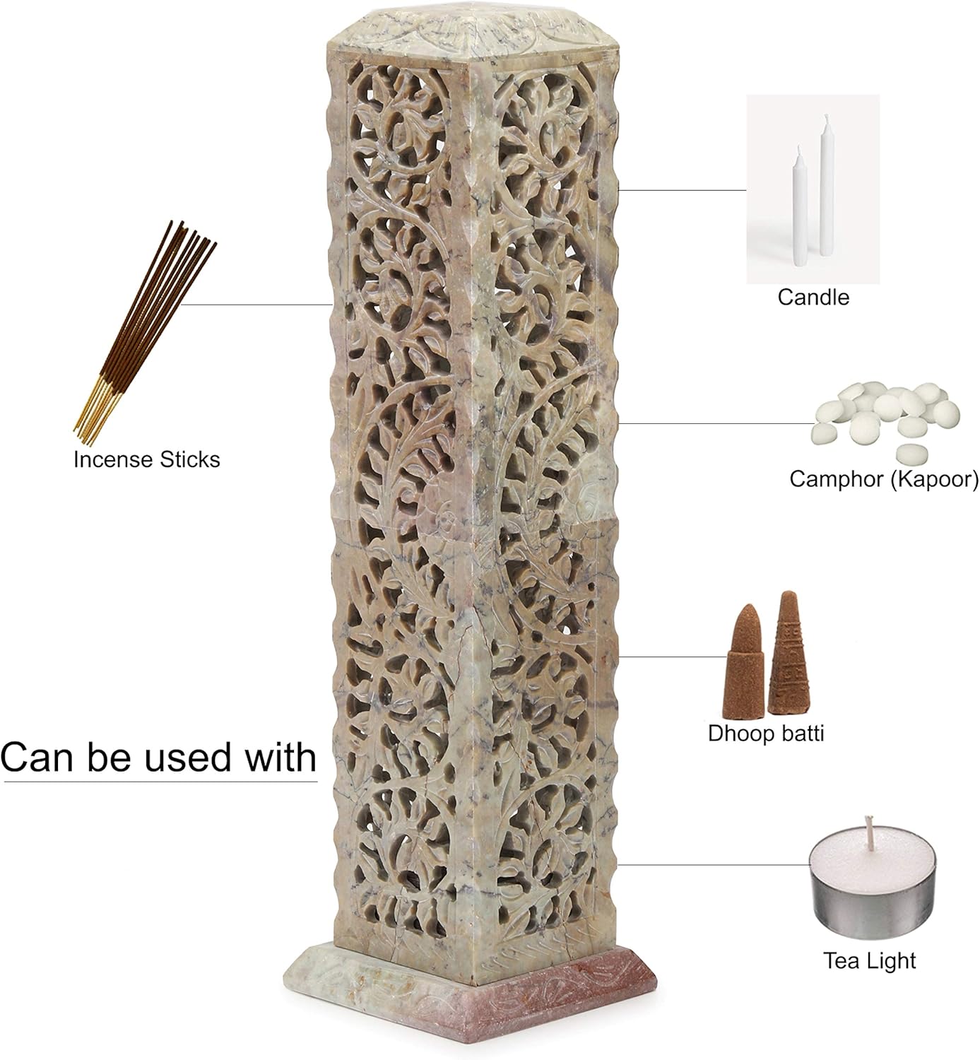 Carry Me Handmade Marble Soapstone Incense Stick Holder