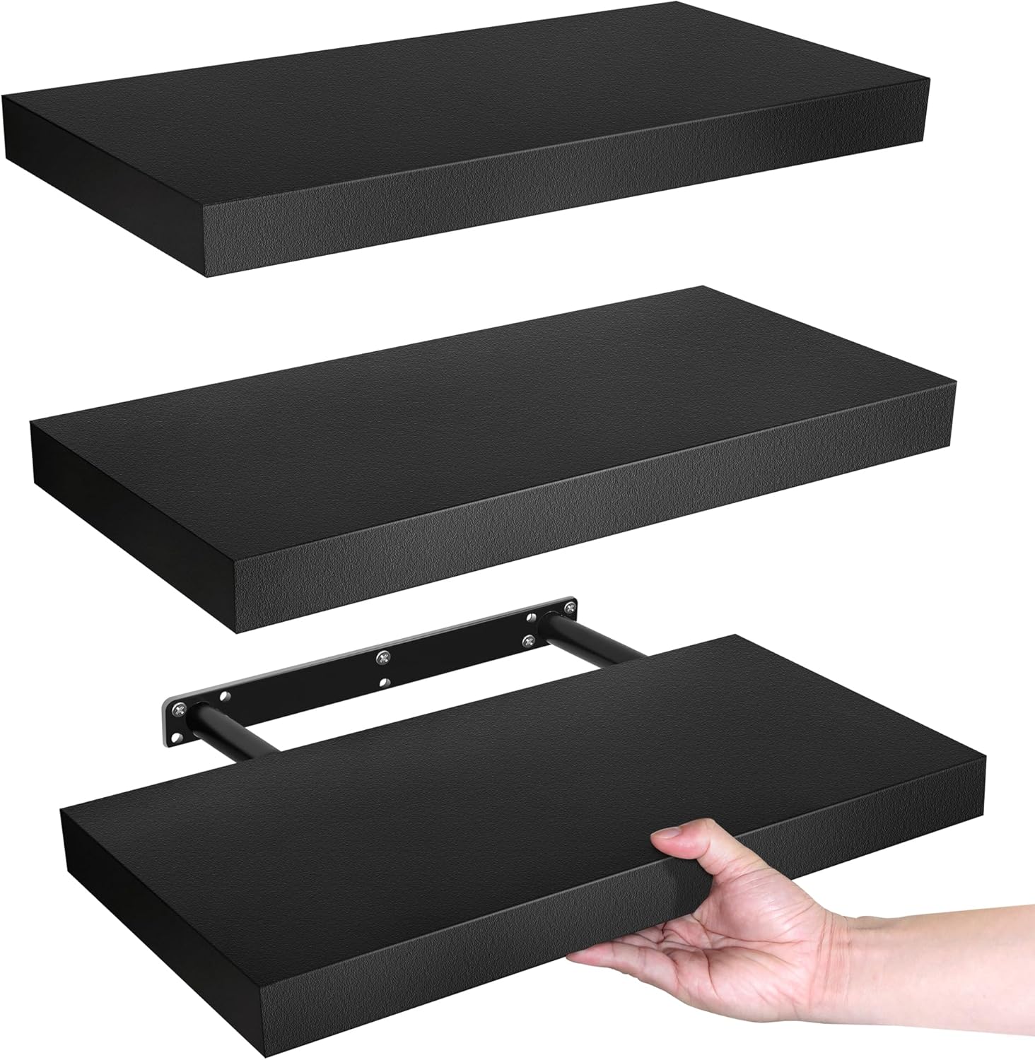 LaVie Home Floating Shelves Set of 3 Classic Black 156 Inch