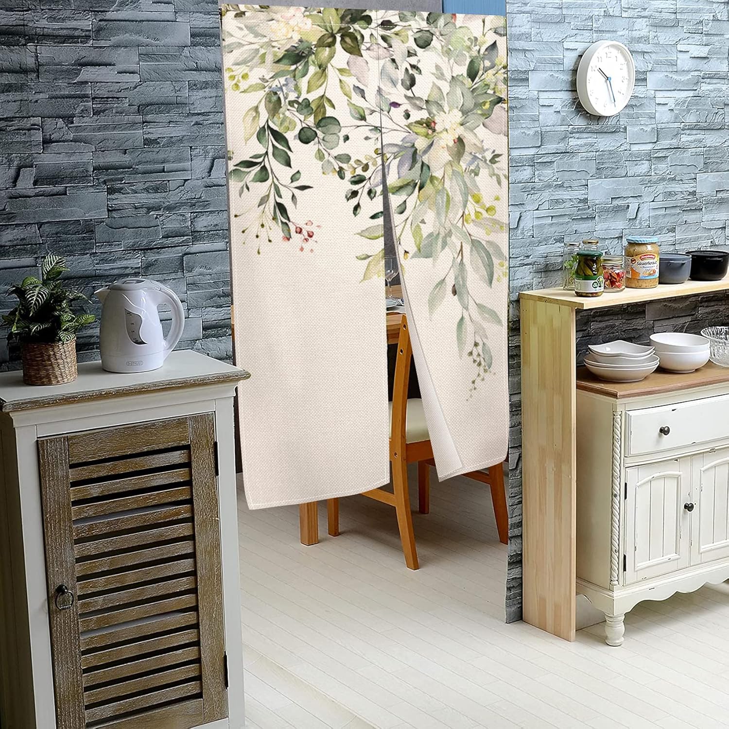 Green Eucalyptus Doorway Curtain for Home Decor